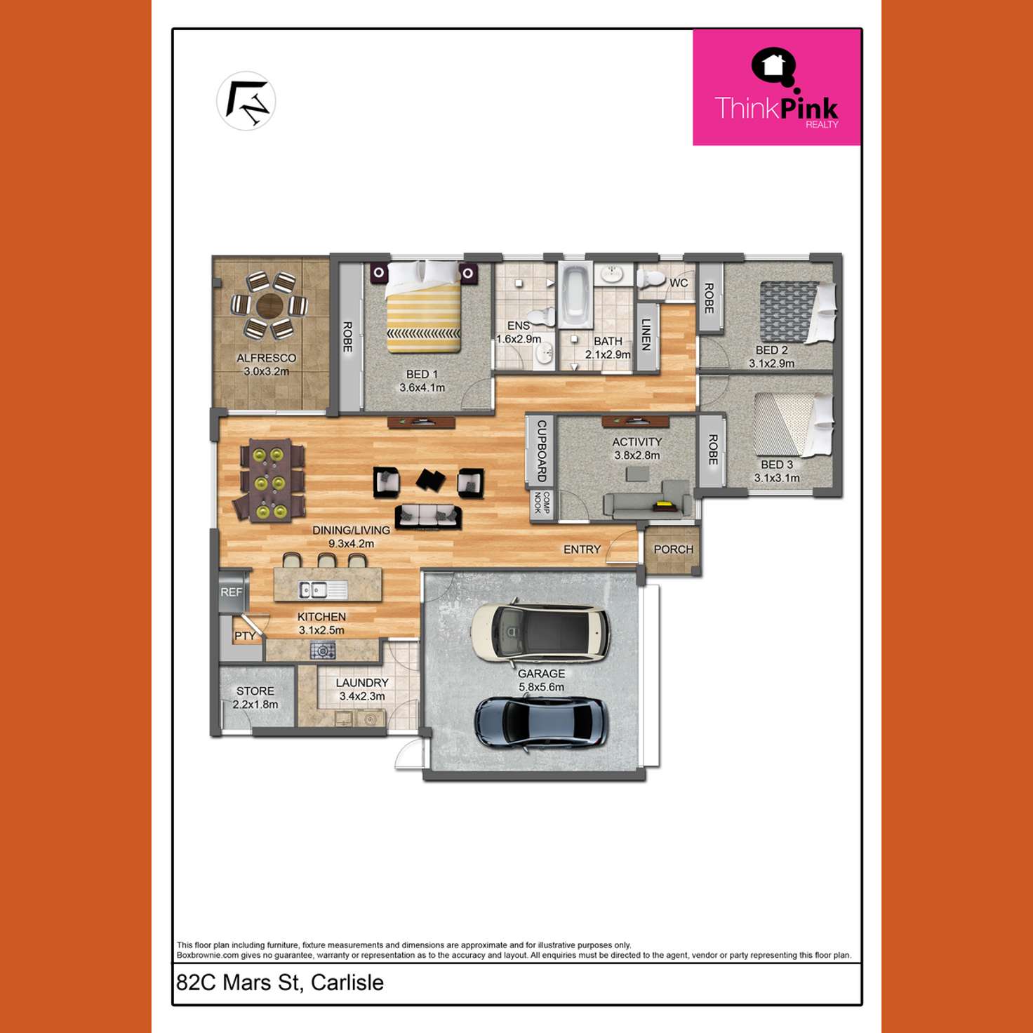 Floorplan of Homely unit listing, 82C Mars Street, Carlisle WA 6101