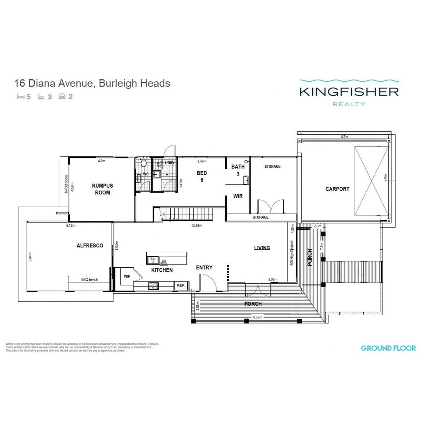 Floorplan of Homely house listing, 16 Diana Avenue, Burleigh Heads QLD 4220