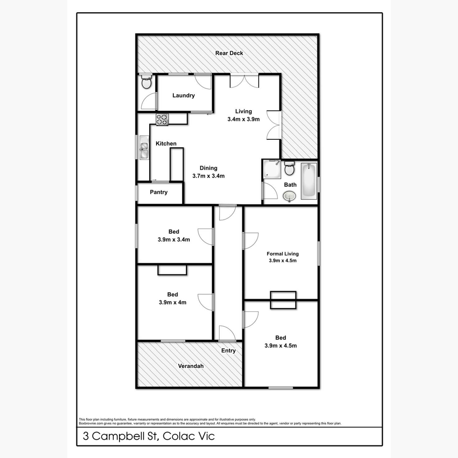 Floorplan of Homely house listing, 3 Campbell Street, Colac VIC 3250