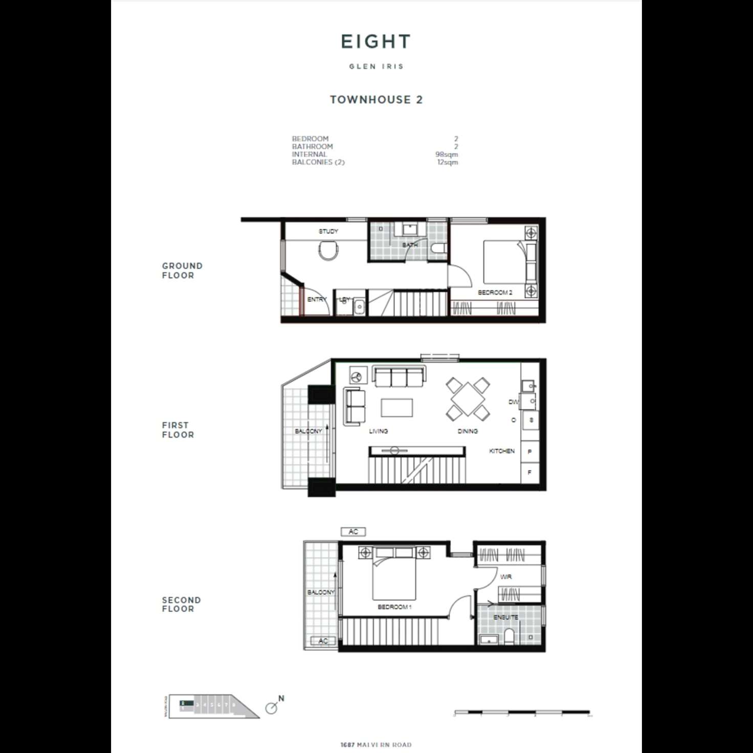 Floorplan of Homely townhouse listing, 2/1687 Malvern Road, Glen Iris VIC 3146