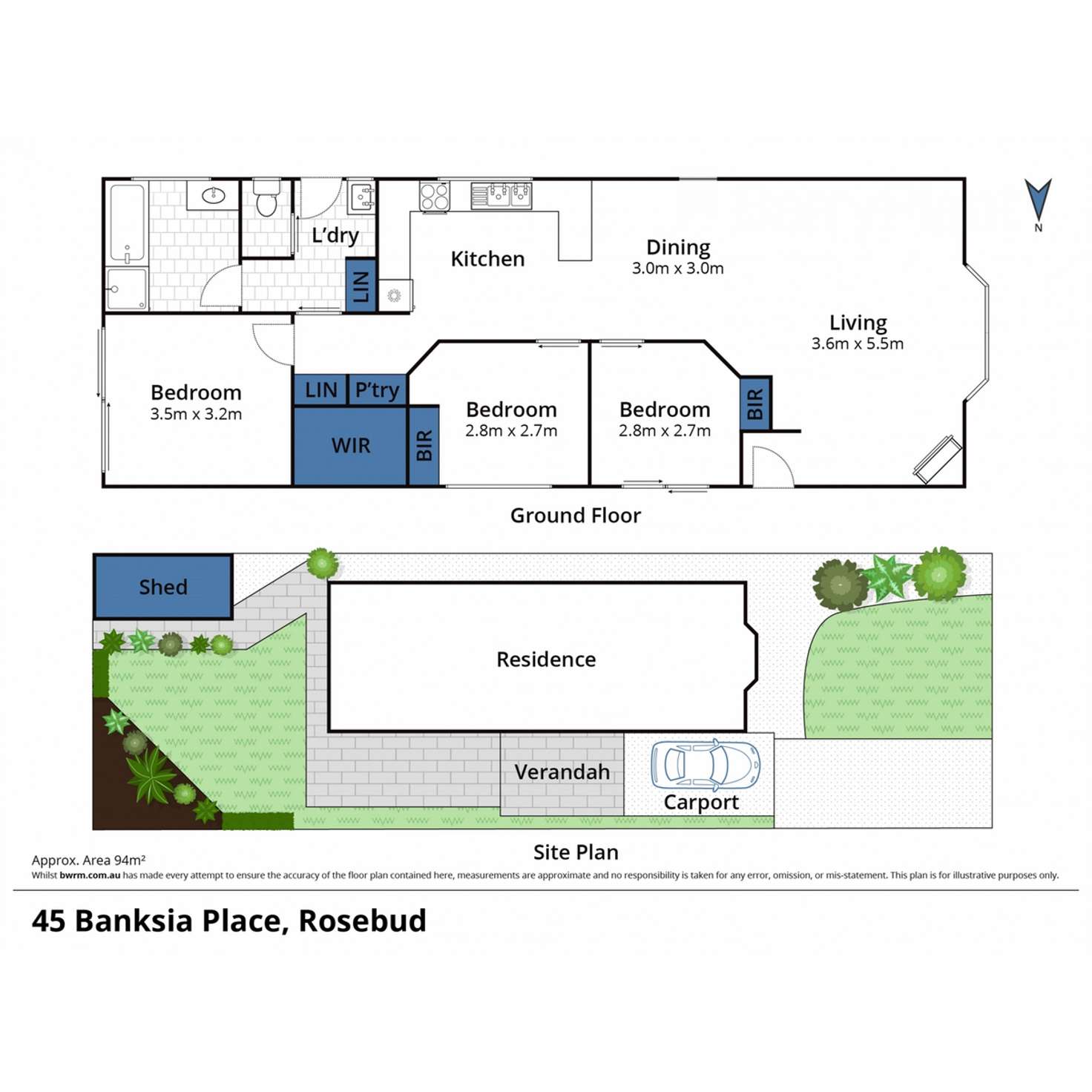 Floorplan of Homely house listing, 45 Banksia Place, Rosebud VIC 3939