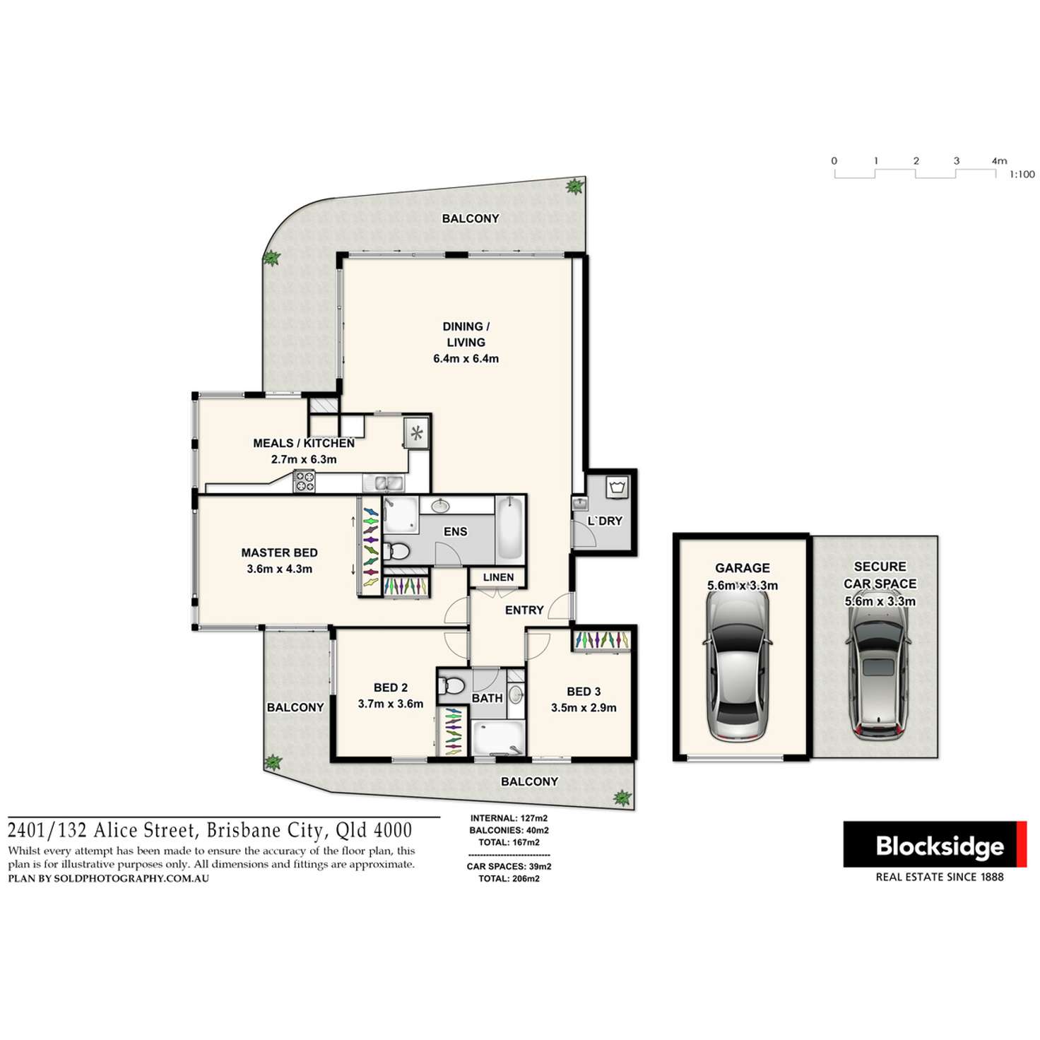 Floorplan of Homely apartment listing, 2401/132 Alice Street, Brisbane City QLD 4000