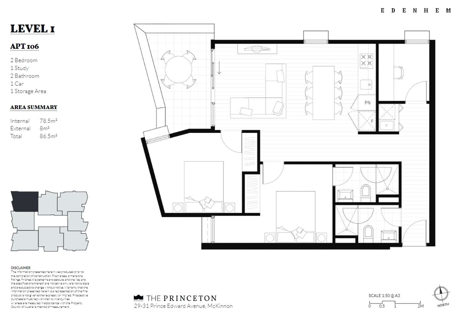 Floorplan of Homely apartment listing, 106/29-31 Prince Edward Avenue, Mckinnon VIC 3204