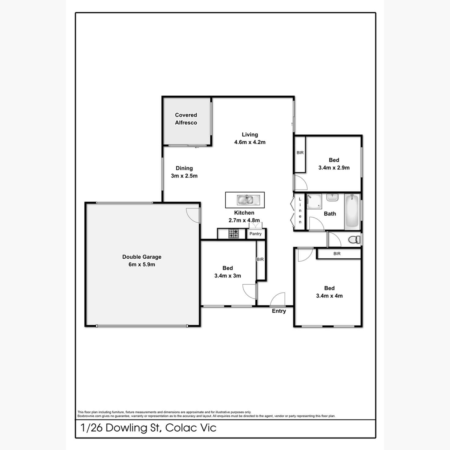 Floorplan of Homely townhouse listing, 1/26 Dowling Street, Colac VIC 3250