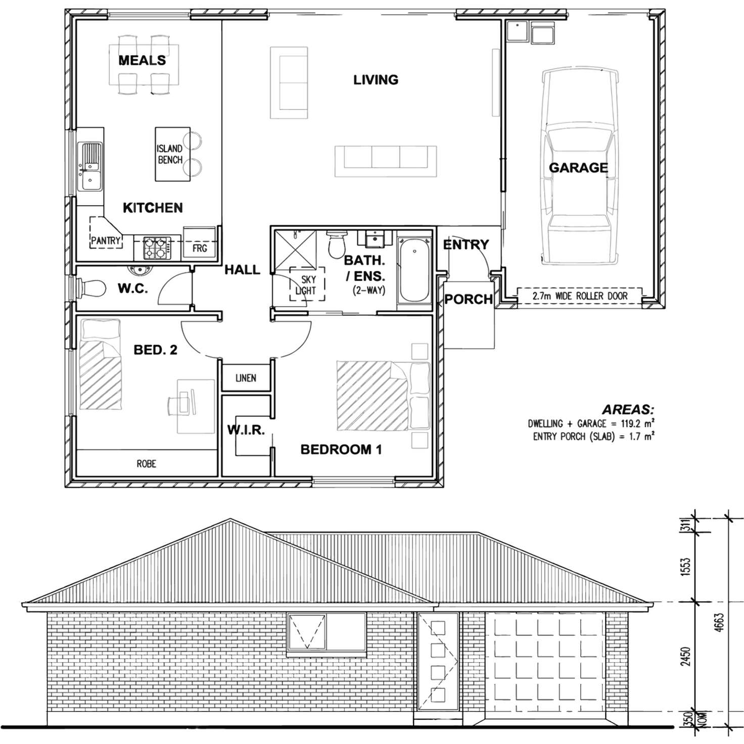 Floorplan of Homely unit listing, 1/90 Menin Drive, Brighton TAS 7030