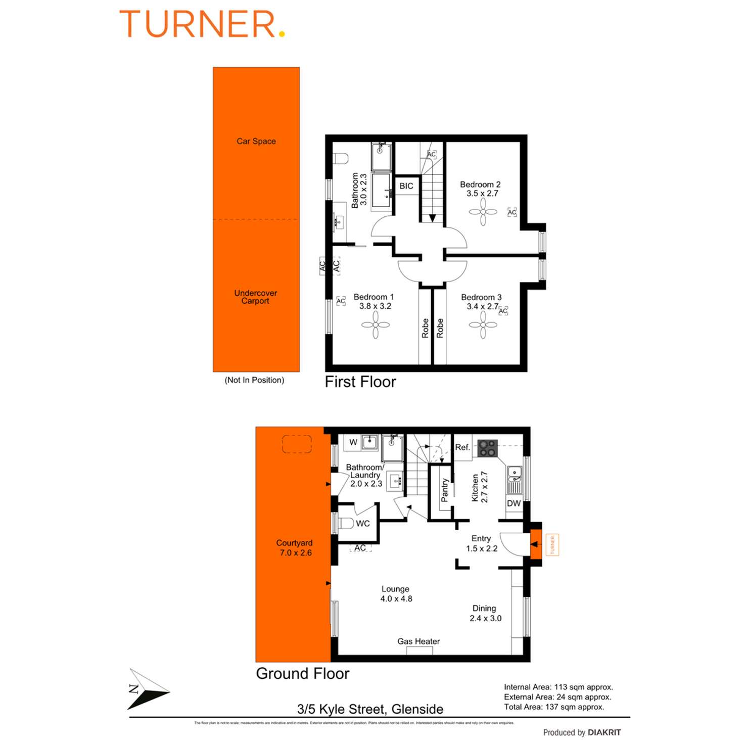 Floorplan of Homely townhouse listing, 3/5 Kyle Street, Glenside SA 5065