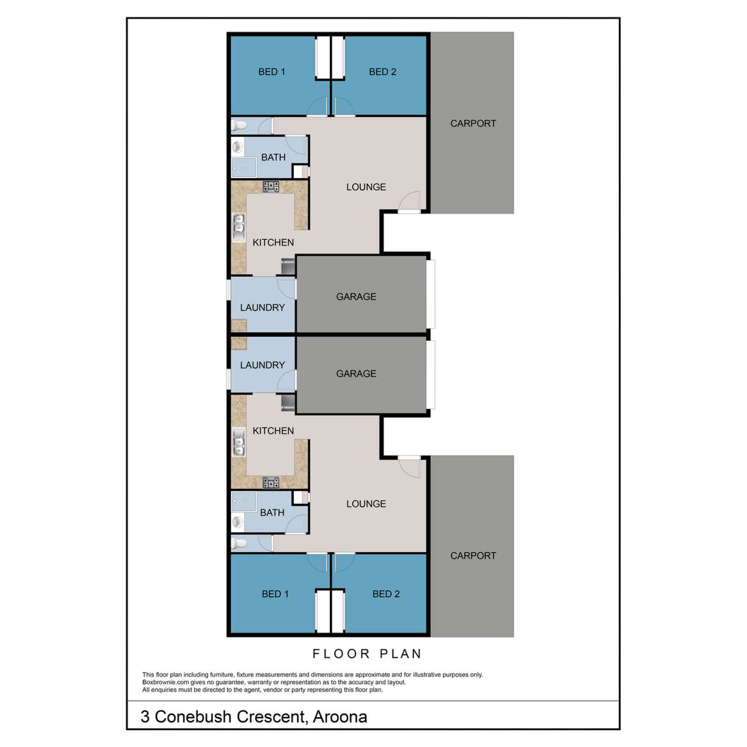 Floorplan of Homely house listing, 1 & 2 / 3 Conebush Crescent, Aroona QLD 4551