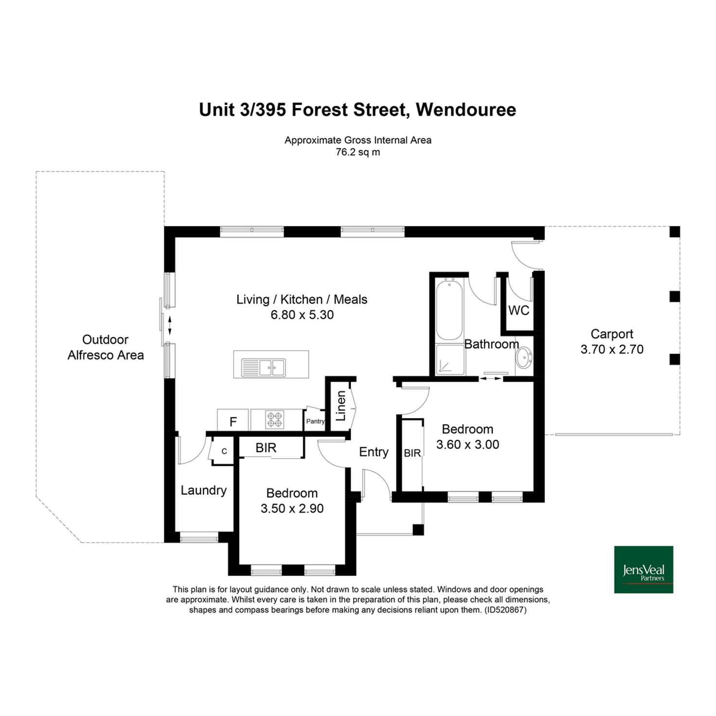 Floorplan of Homely townhouse listing, 3/395 Forest Street, Wendouree VIC 3355