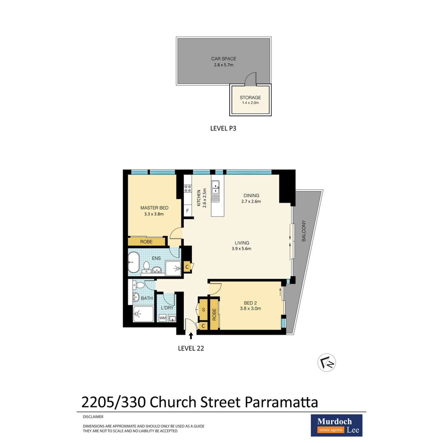 Floorplan of Homely unit listing, 2205/330 Church Street, Parramatta NSW 2150