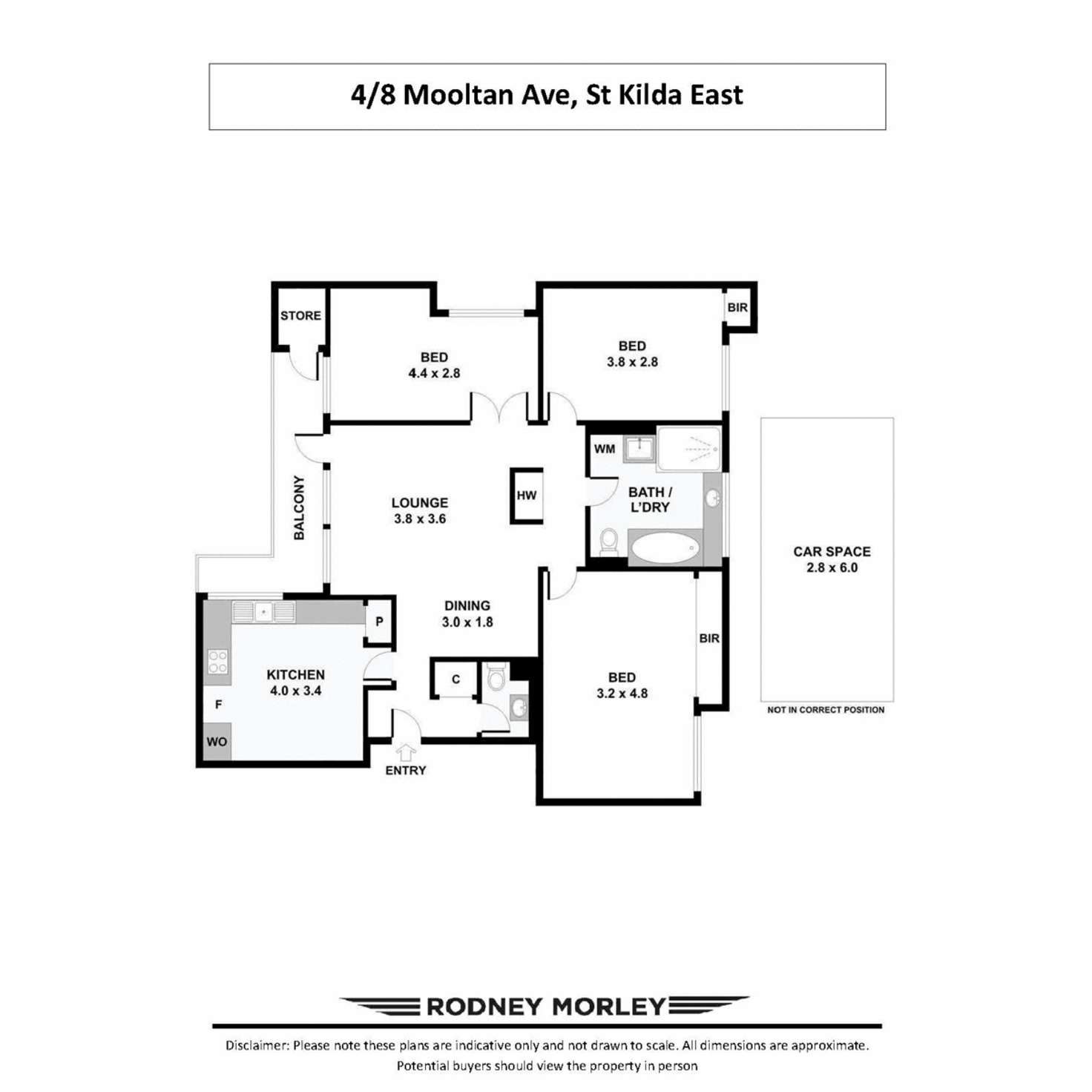 Floorplan of Homely apartment listing, 4/8 Mooltan Avenue, St Kilda East VIC 3183