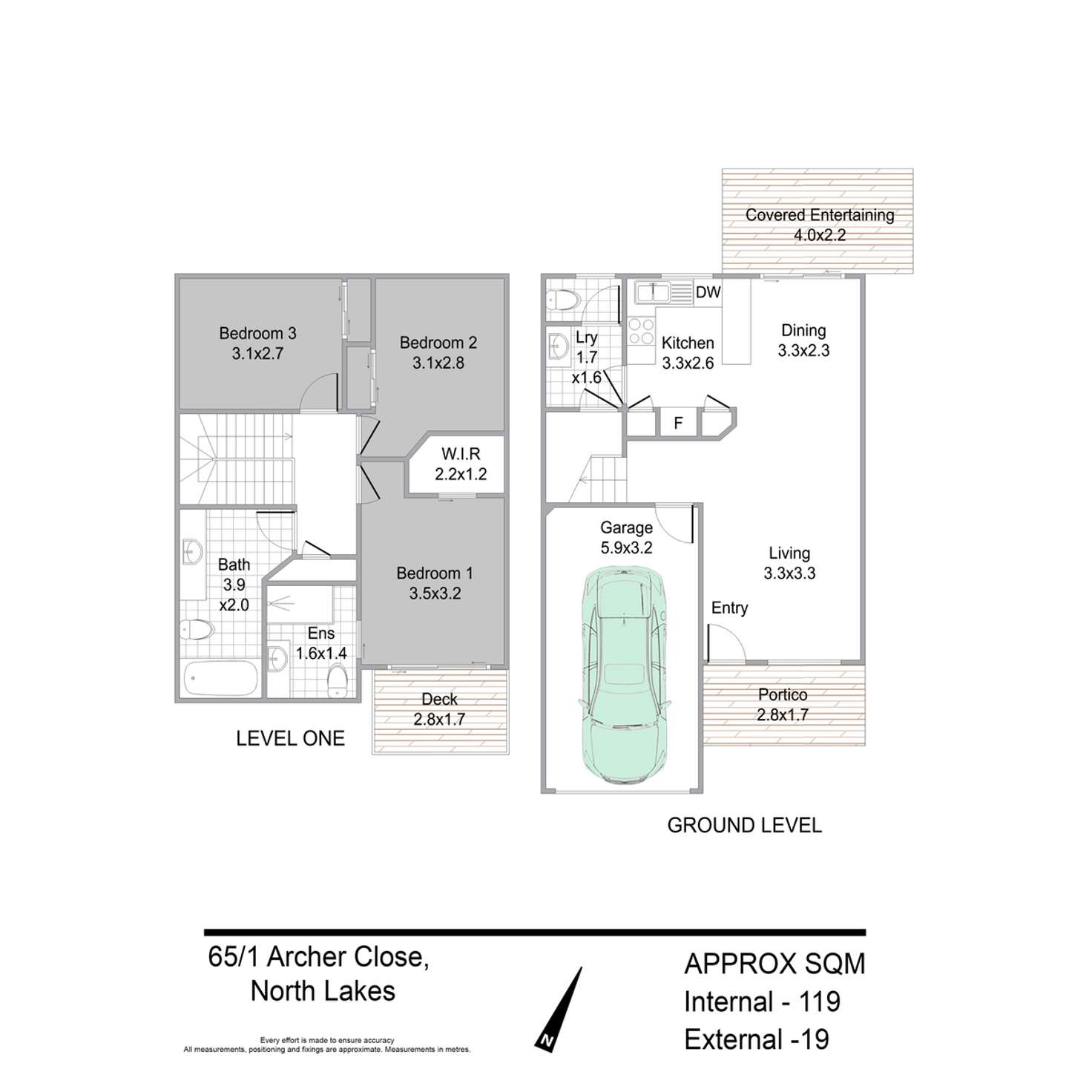 Floorplan of Homely townhouse listing, 65/1 Archer Close, North Lakes QLD 4509