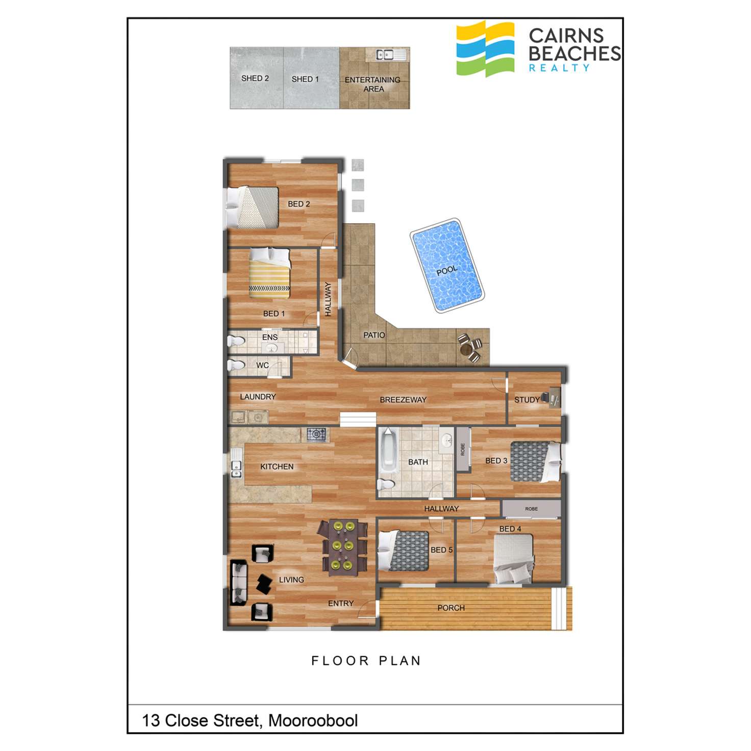 Floorplan of Homely house listing, 13 Close Street, Mooroobool QLD 4870