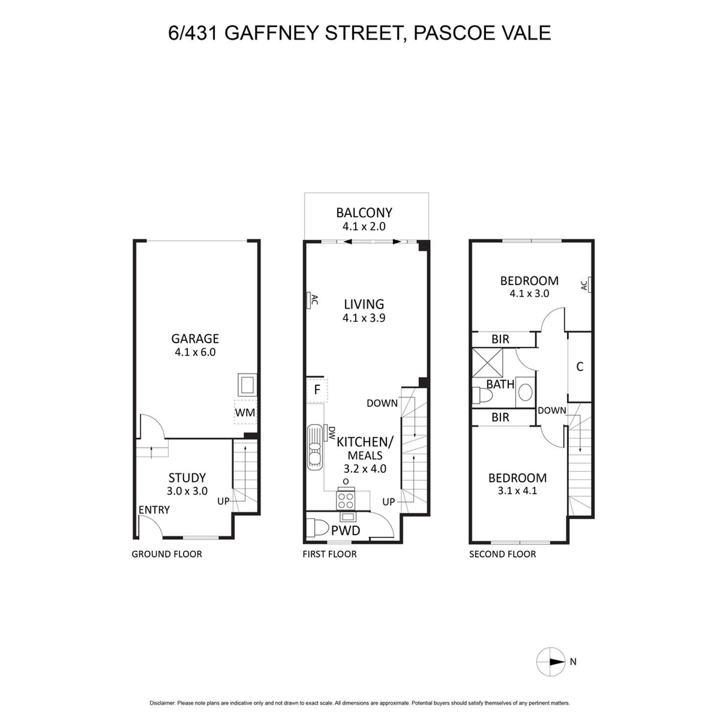 Floorplan of Homely townhouse listing, 6/431 - 433 Gaffney Street, Pascoe Vale VIC 3044