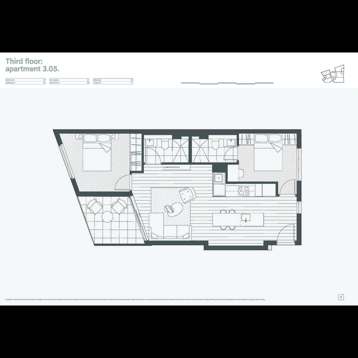 Floorplan of Homely apartment listing, 305/3 Chesterville Road, Cheltenham VIC 3192