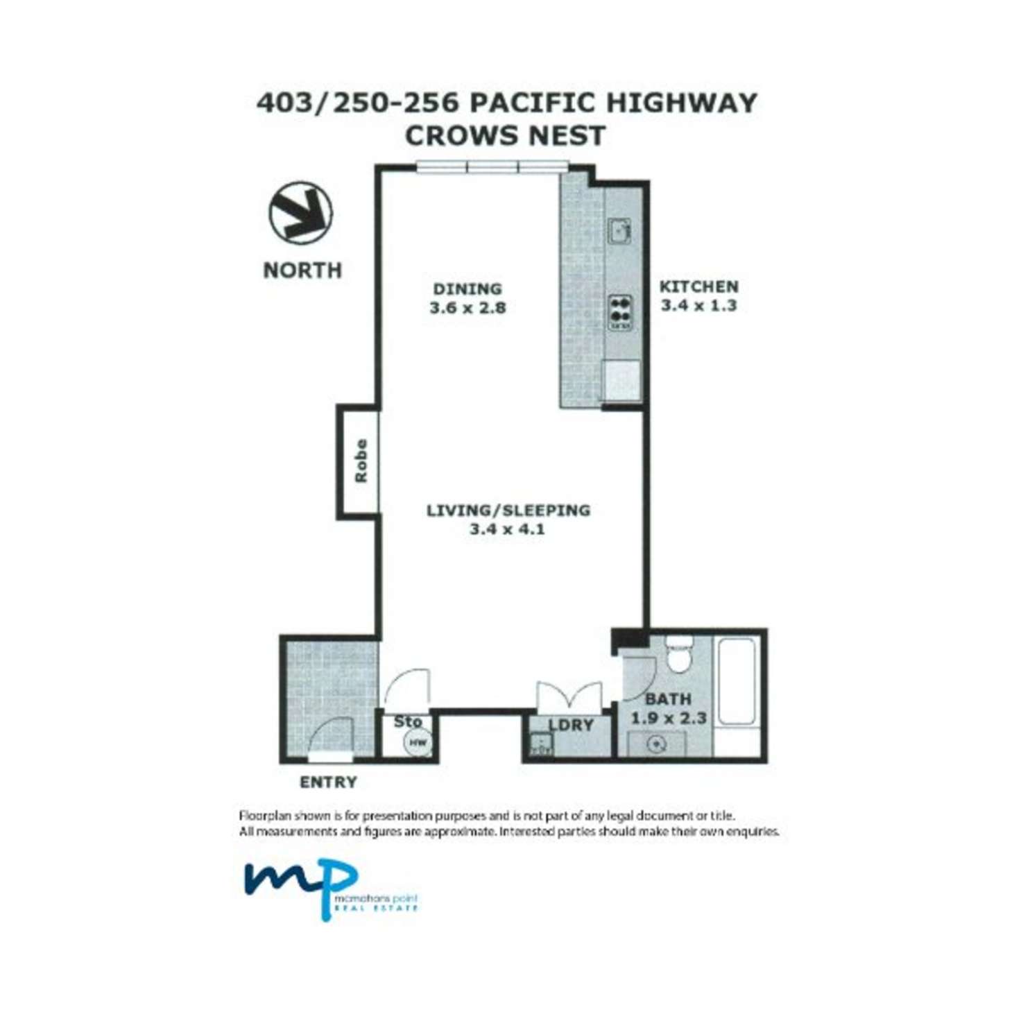Floorplan of Homely apartment listing, 403/250-256 Pacific Highway, Crows Nest NSW 2065