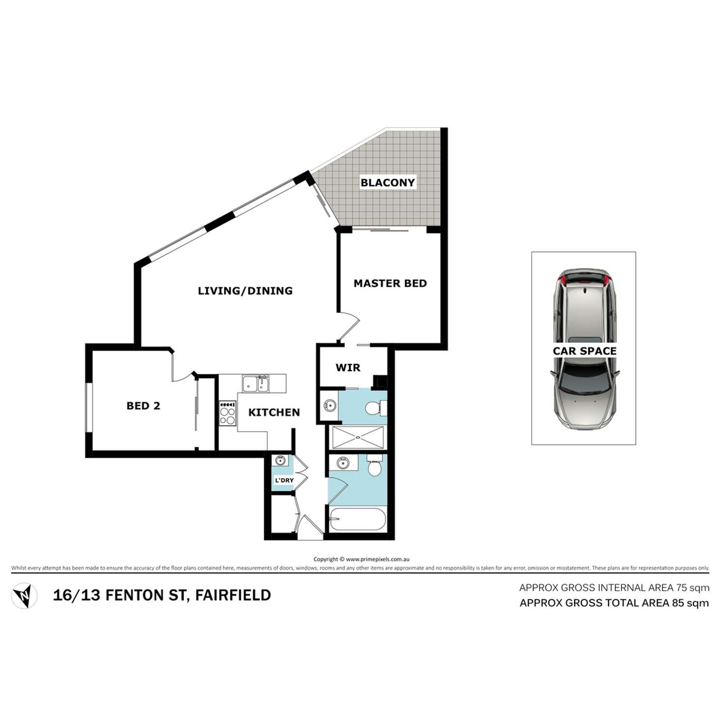 Floorplan of Homely unit listing, 16/13 Fenton Street, Fairfield QLD 4103