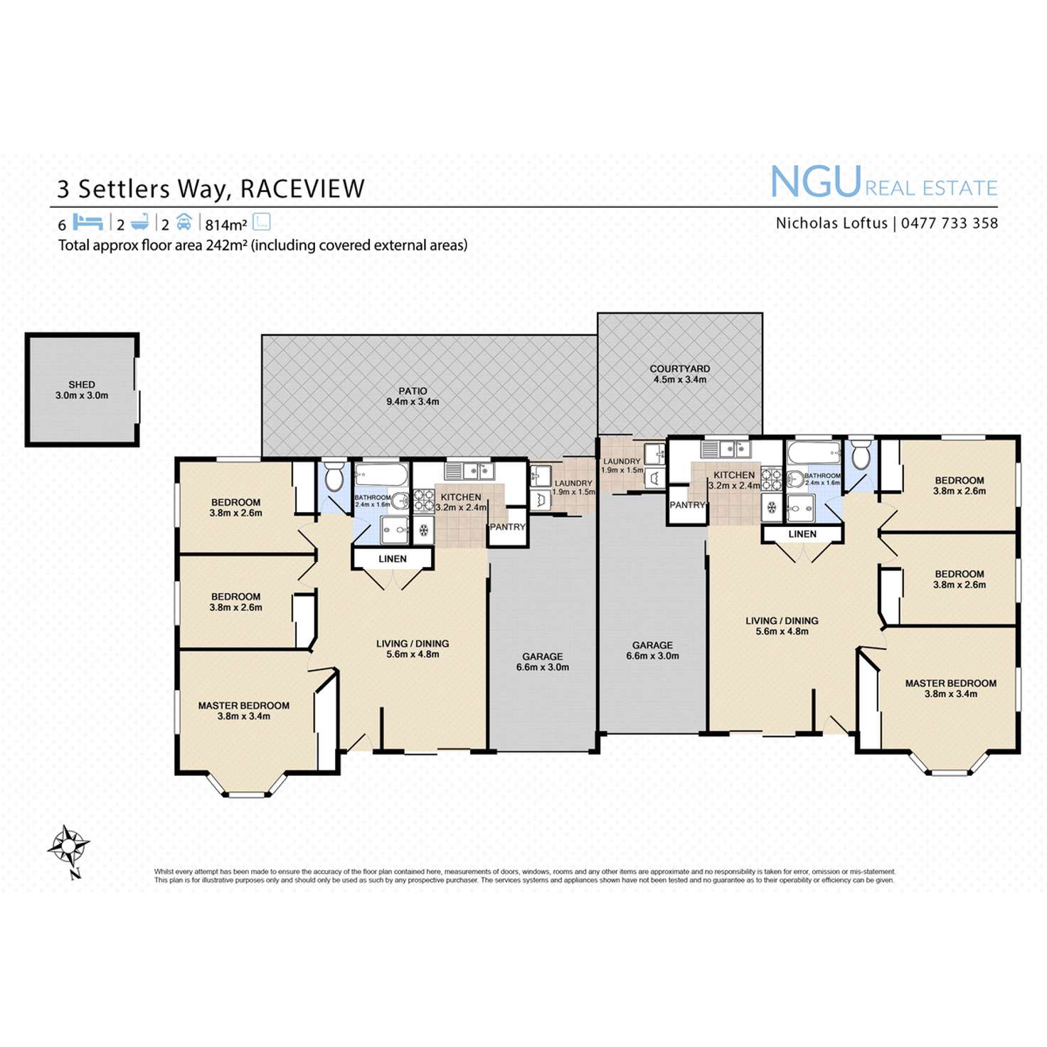 Floorplan of Homely semiDetached listing, 1 & 2/3 Settlers Way, Raceview QLD 4305