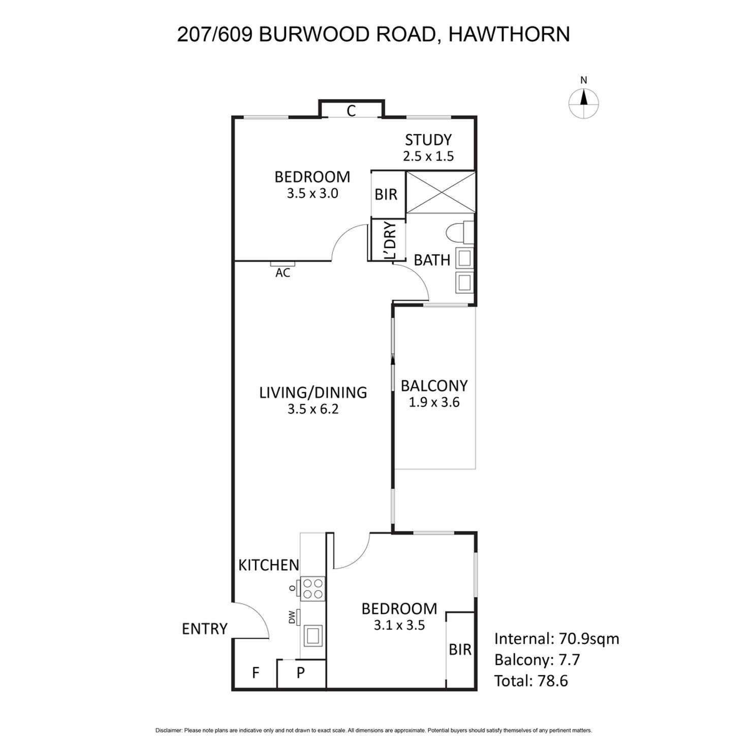 Floorplan of Homely apartment listing, 209/609 Burwood Road, Hawthorn VIC 3122