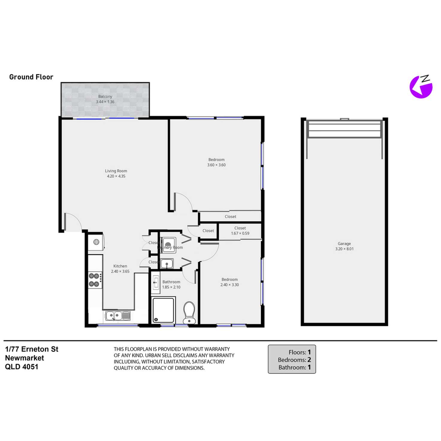 Floorplan of Homely apartment listing, 1/77 Erneton Street, Newmarket QLD 4051