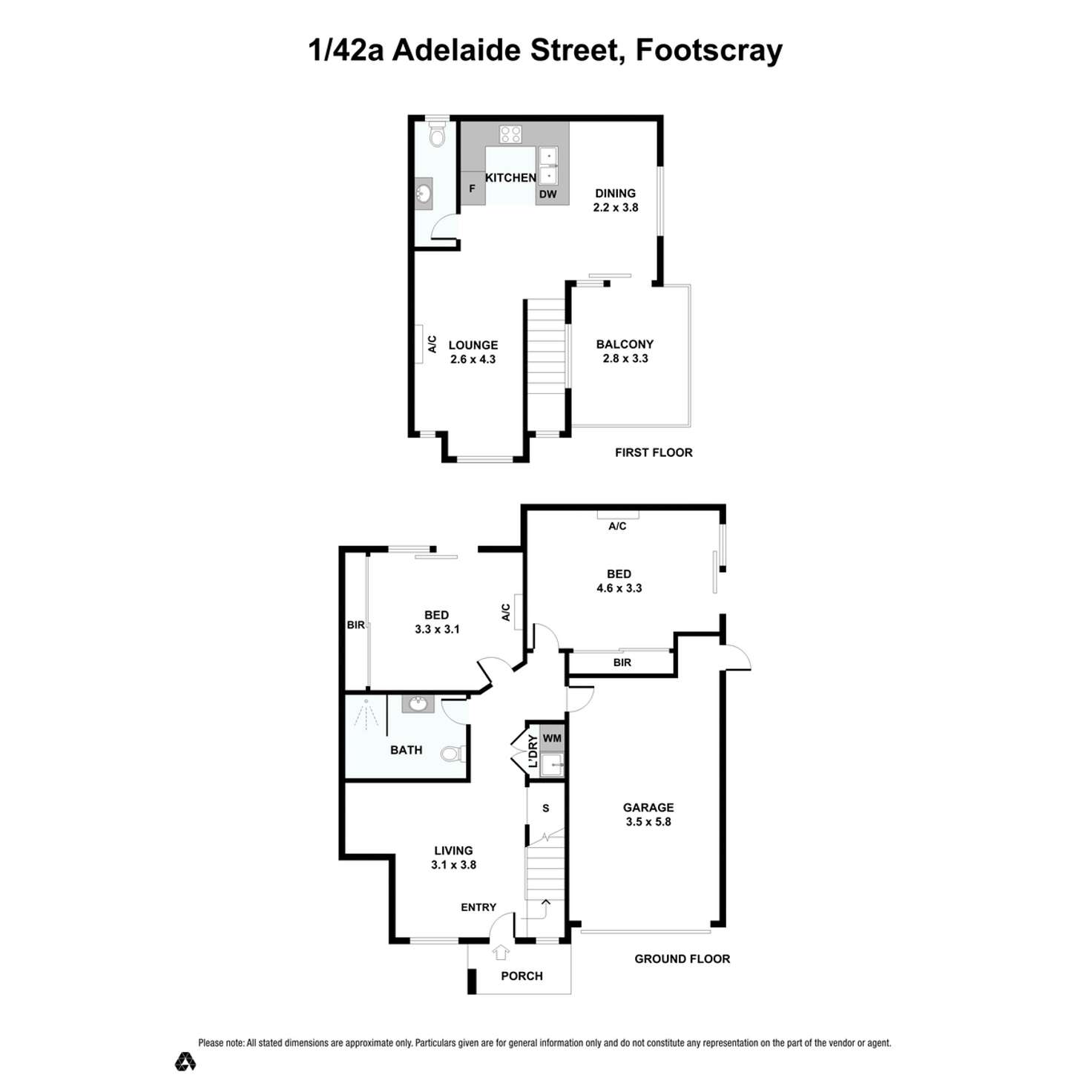 Floorplan of Homely townhouse listing, 1/42a Adelaide Street, Footscray VIC 3011