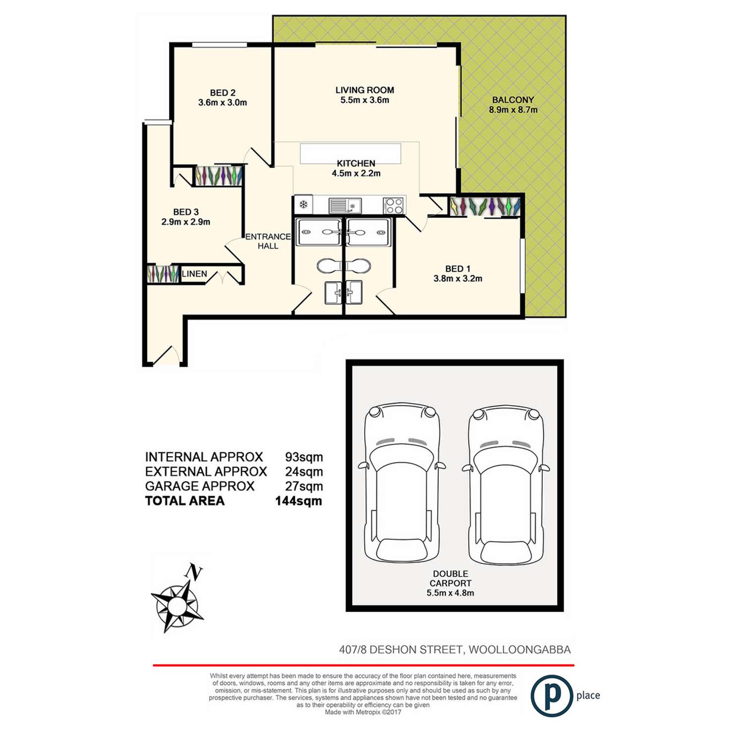 Floorplan of Homely unit listing, 407/8 Deshon Street, Woolloongabba QLD 4102