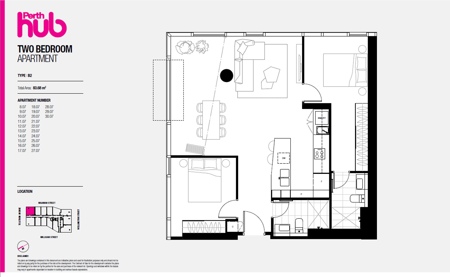 Floorplan of Homely apartment listing, Apt 2706/600 Wellington Street, Perth WA 6000