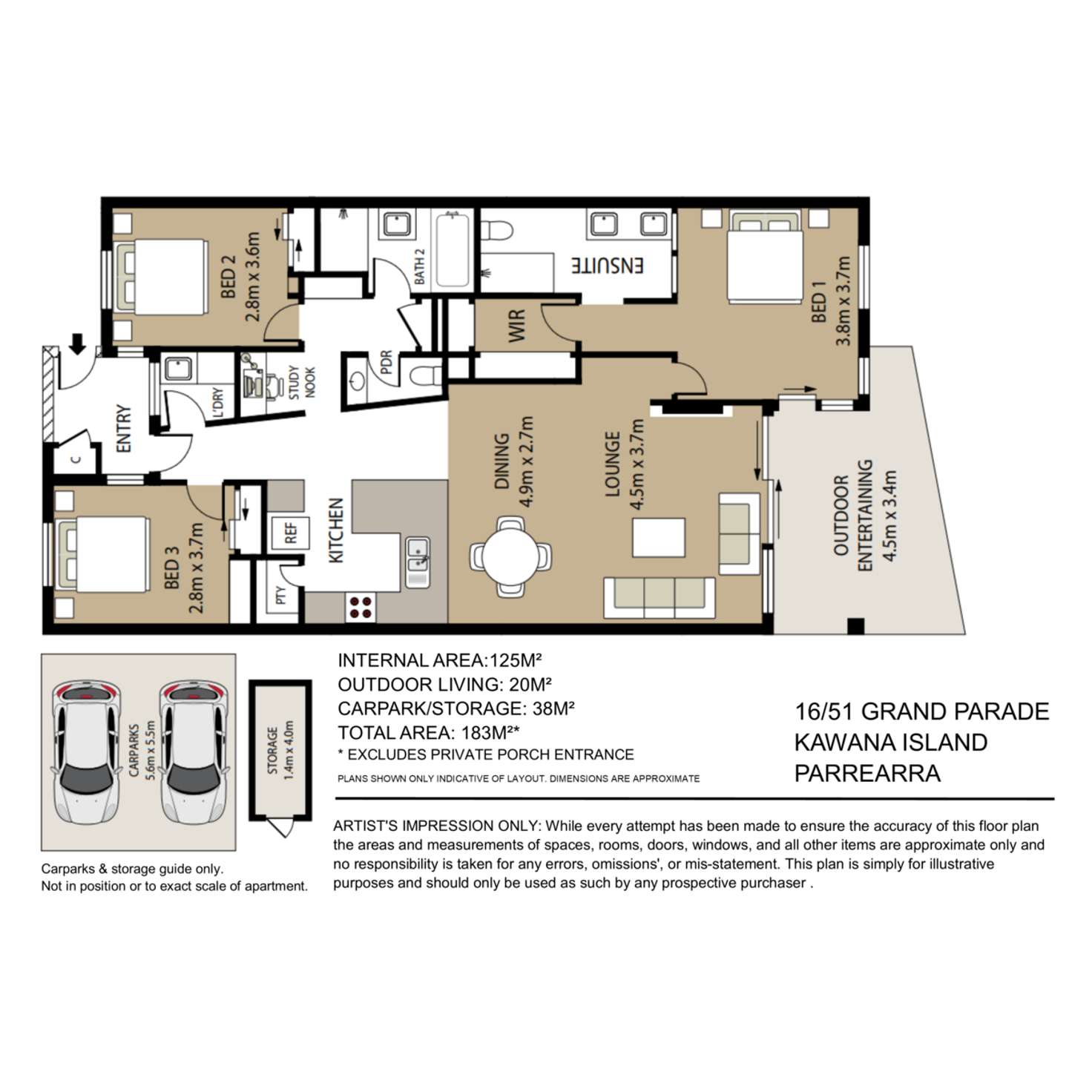 Floorplan of Homely unit listing, 16/51 Grand Parade, Kawana Island QLD 4575