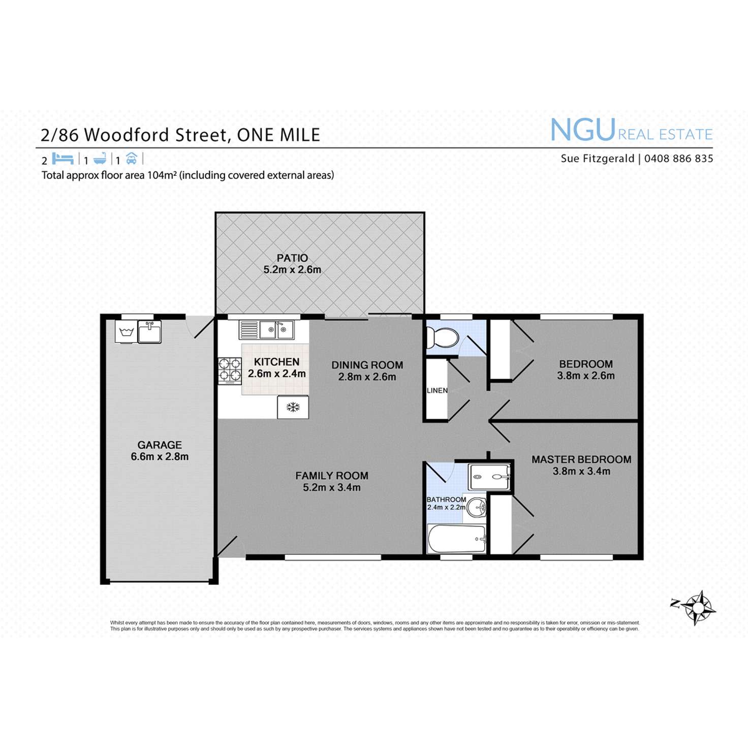 Floorplan of Homely unit listing, 2/86 Woodford Street, One Mile QLD 4305