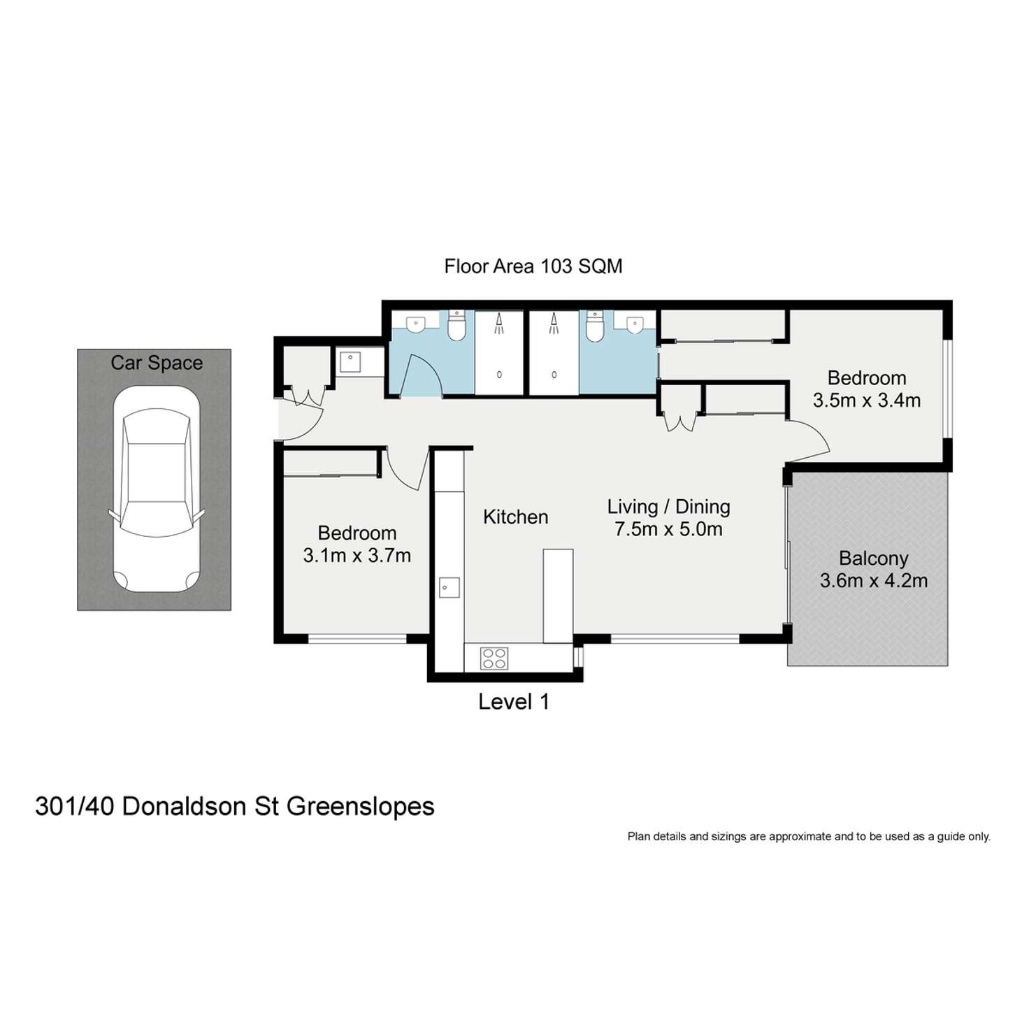 Floorplan of Homely apartment listing, 301/40 Donaldson Street, Greenslopes QLD 4120