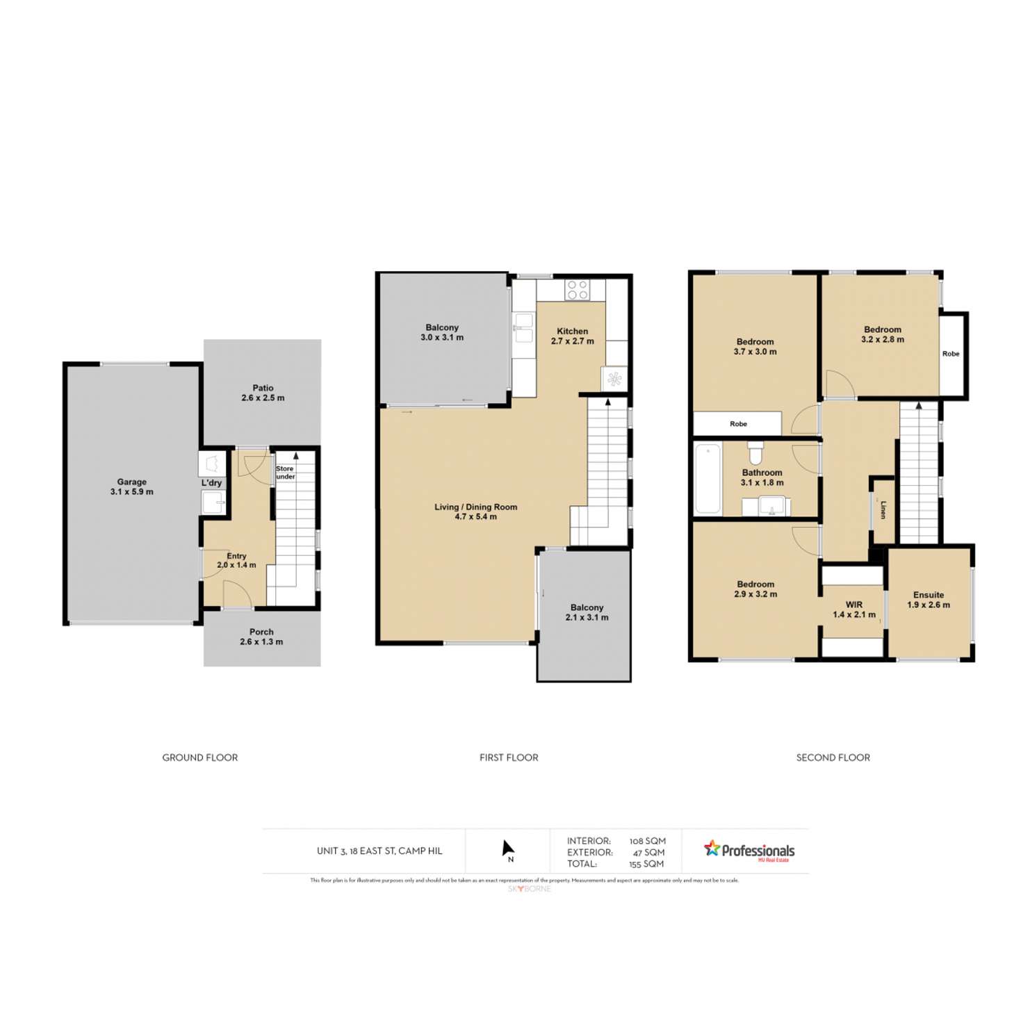Floorplan of Homely townhouse listing, 3/18 East Street, Camp Hill QLD 4152