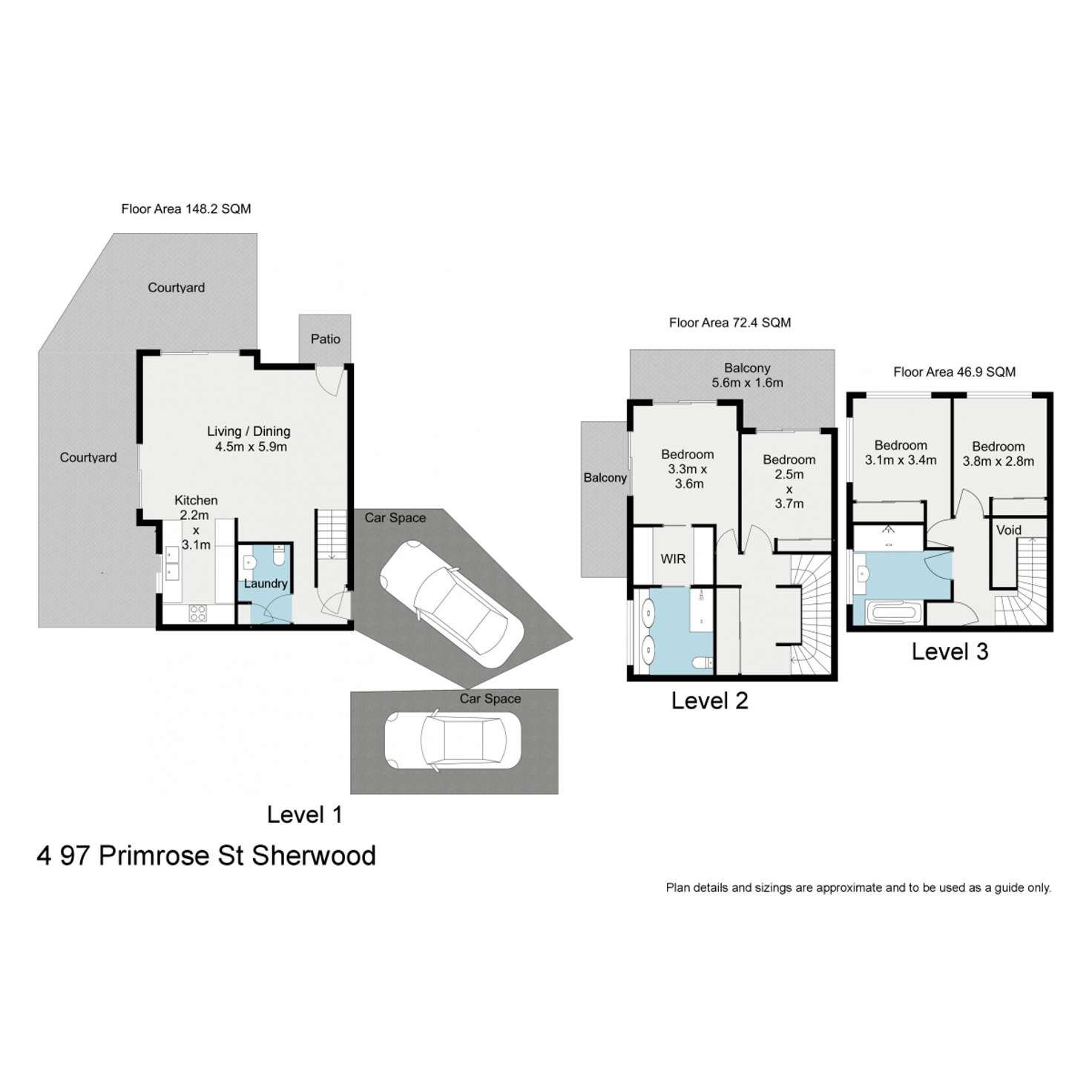 Floorplan of Homely townhouse listing, 4/97 Primrose Street, Sherwood QLD 4075