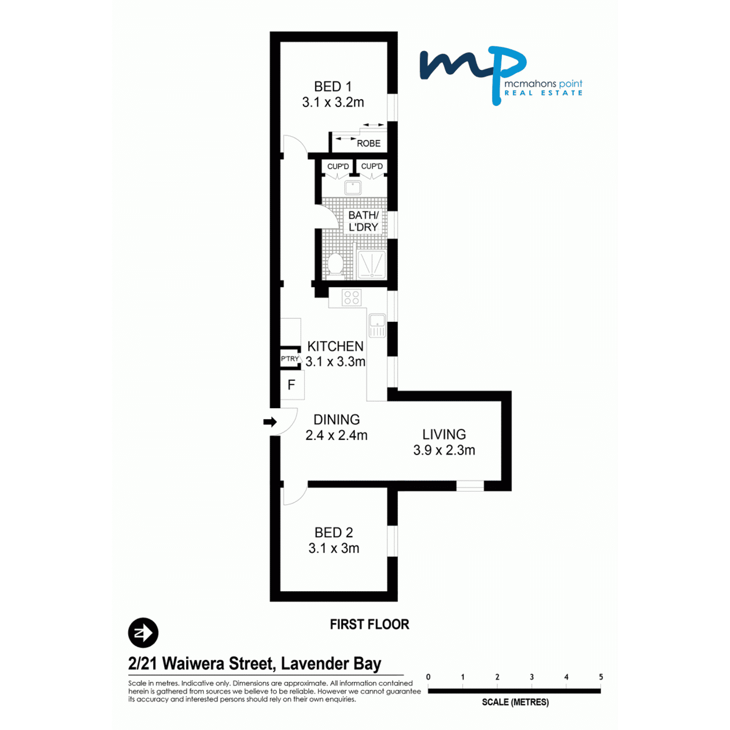 Floorplan of Homely apartment listing, 2/21 Waiwera Street, Lavender Bay NSW 2060