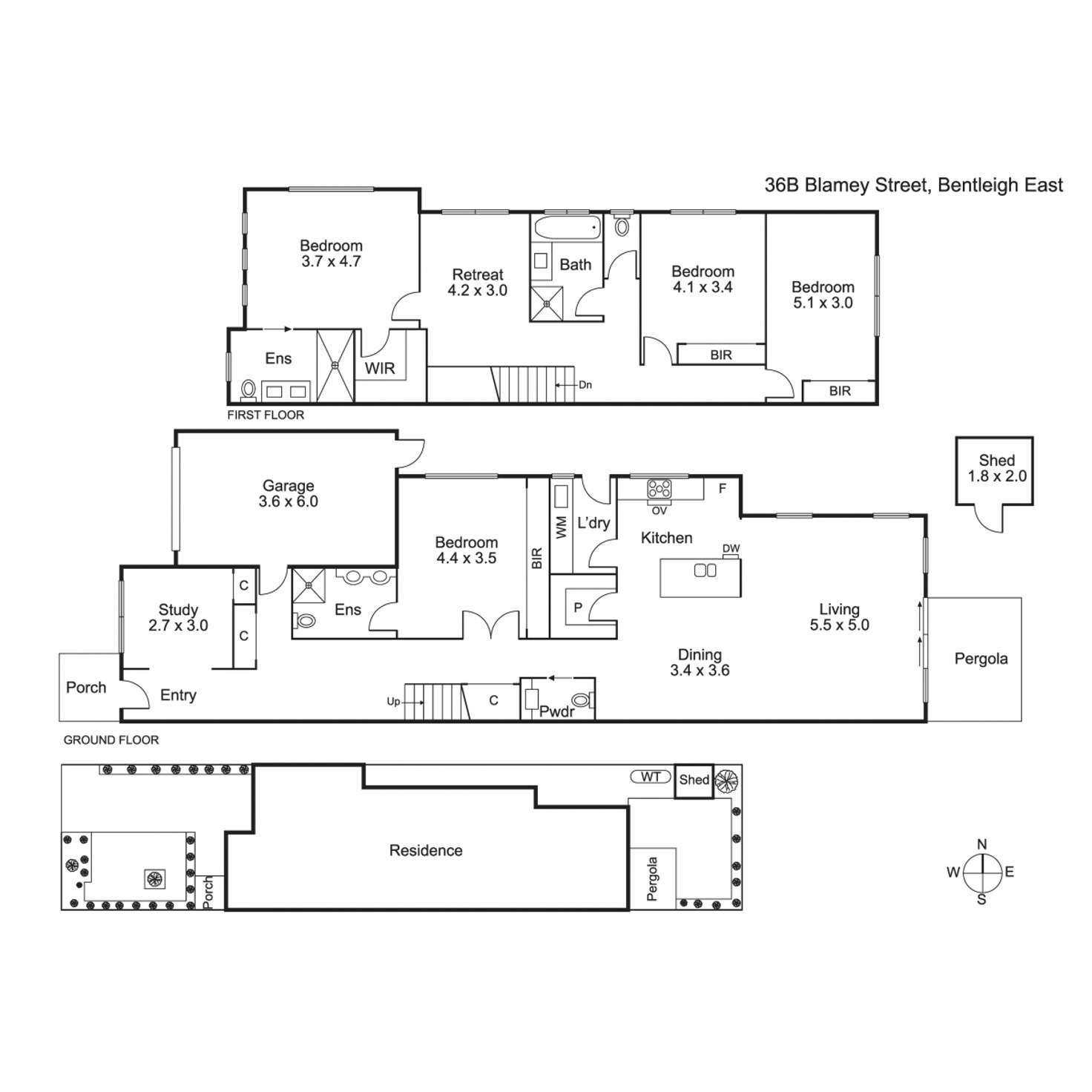 Floorplan of Homely townhouse listing, 36B Blamey Street, Bentleigh East VIC 3165