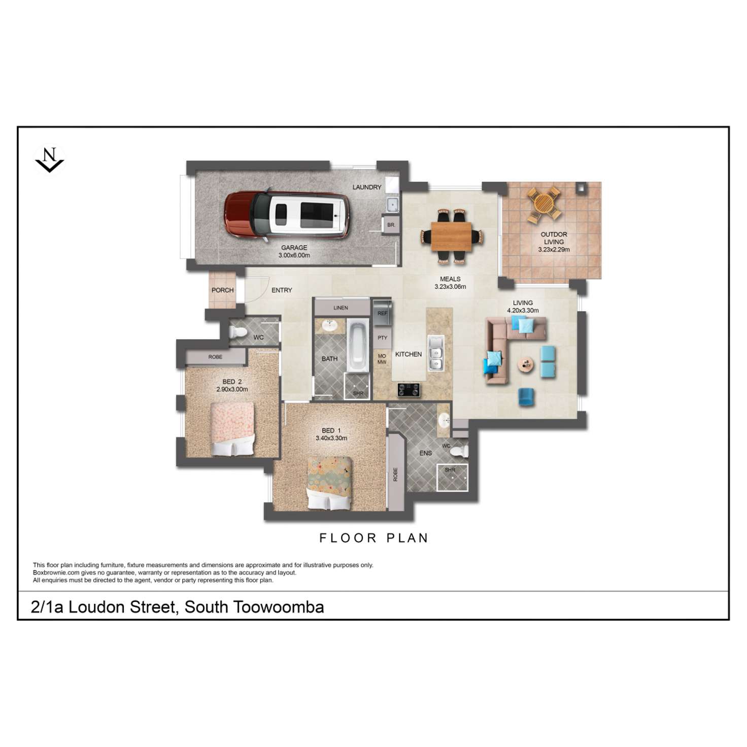 Floorplan of Homely unit listing, 2/1a Loudon Street, South Toowoomba QLD 4350