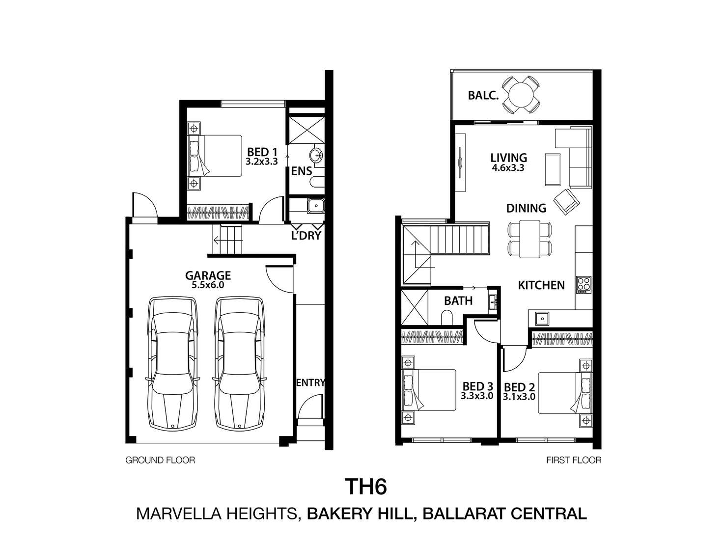 Floorplan of Homely townhouse listing, 6/29 St Paul's Way, Ballarat Central VIC 3350