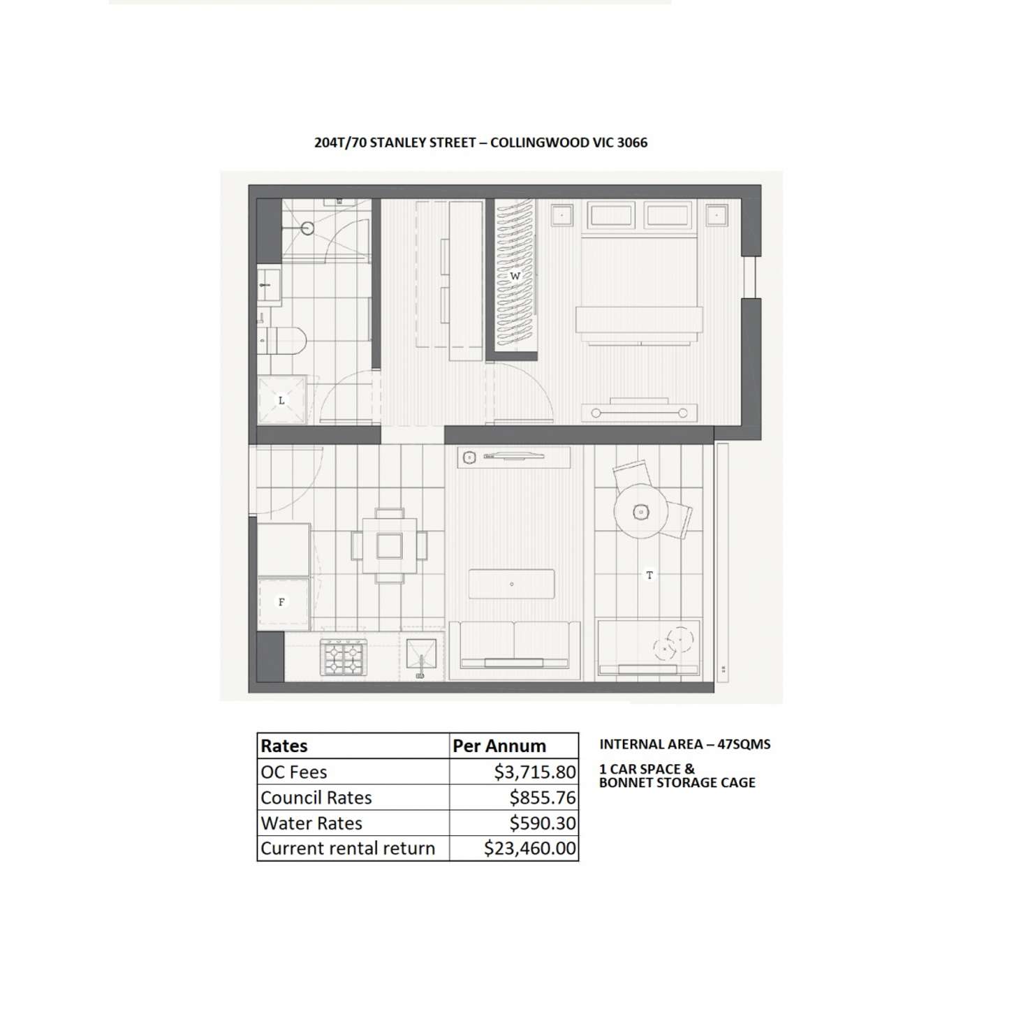 Floorplan of Homely apartment listing, 204T/70 Stanley Street, Collingwood VIC 3066