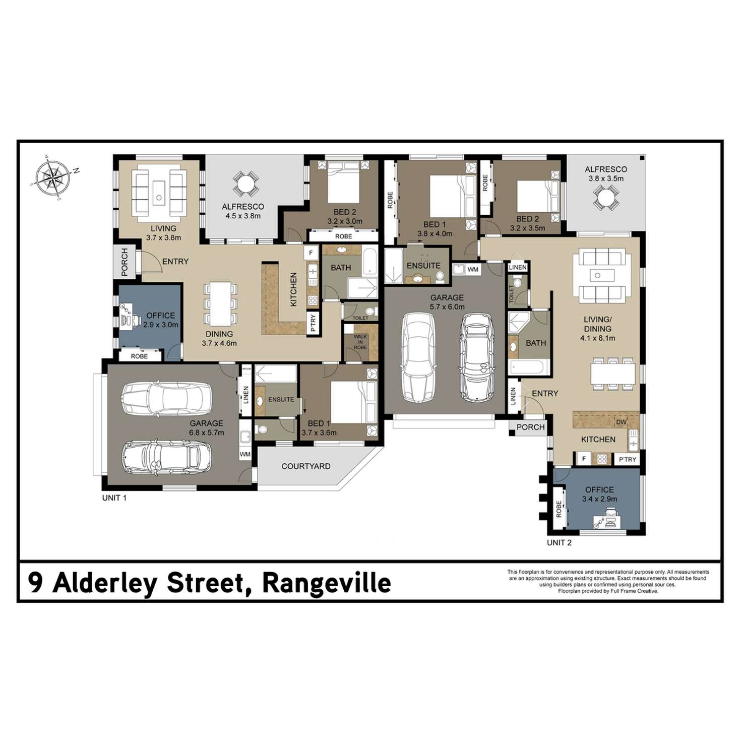 Floorplan of Homely villa listing, 1 & 2/9 Alderley Street, Rangeville QLD 4350