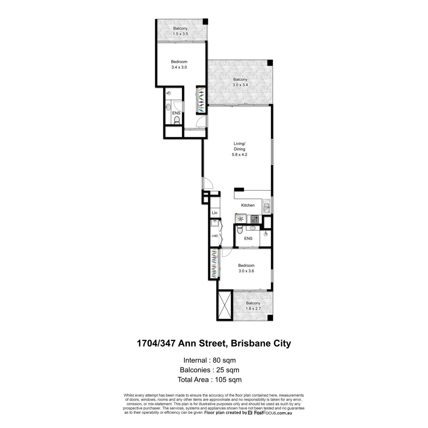 Floorplan of Homely apartment listing, 1704/347 Ann Street, Brisbane City QLD 4000