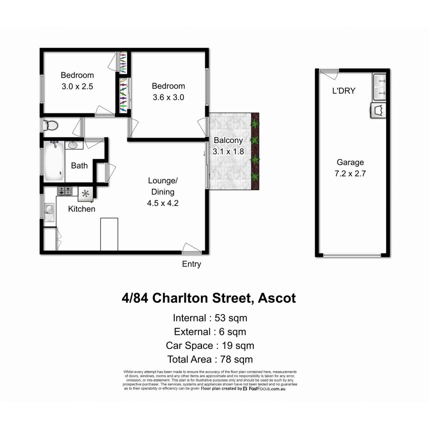 Floorplan of Homely unit listing, 4/84 Charlton Street, Ascot QLD 4007