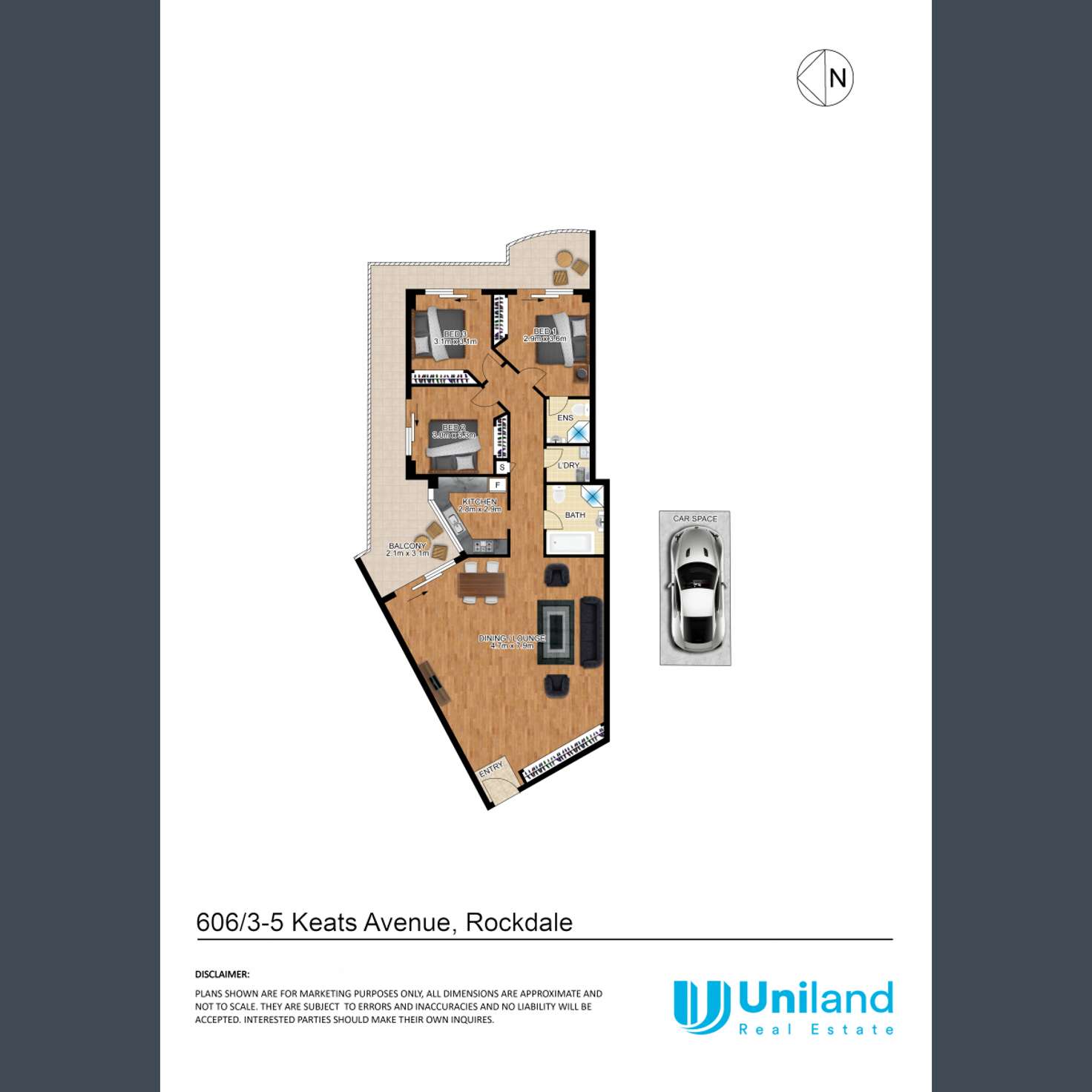 Floorplan of Homely apartment listing, 606/3 Keats Avenue, Rockdale NSW 2216