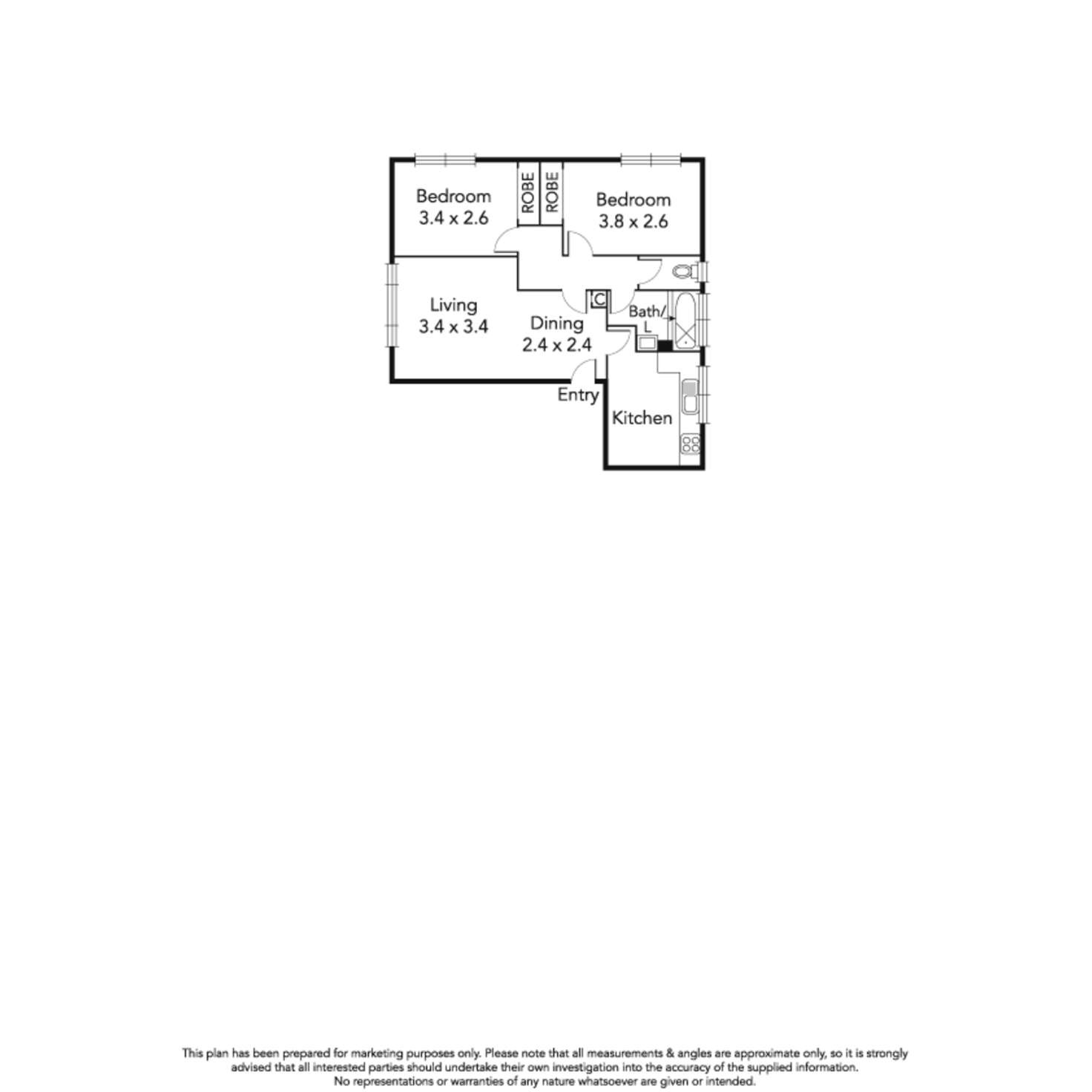 Floorplan of Homely apartment listing, 2/44 Ascot Vale Road, Flemington VIC 3031