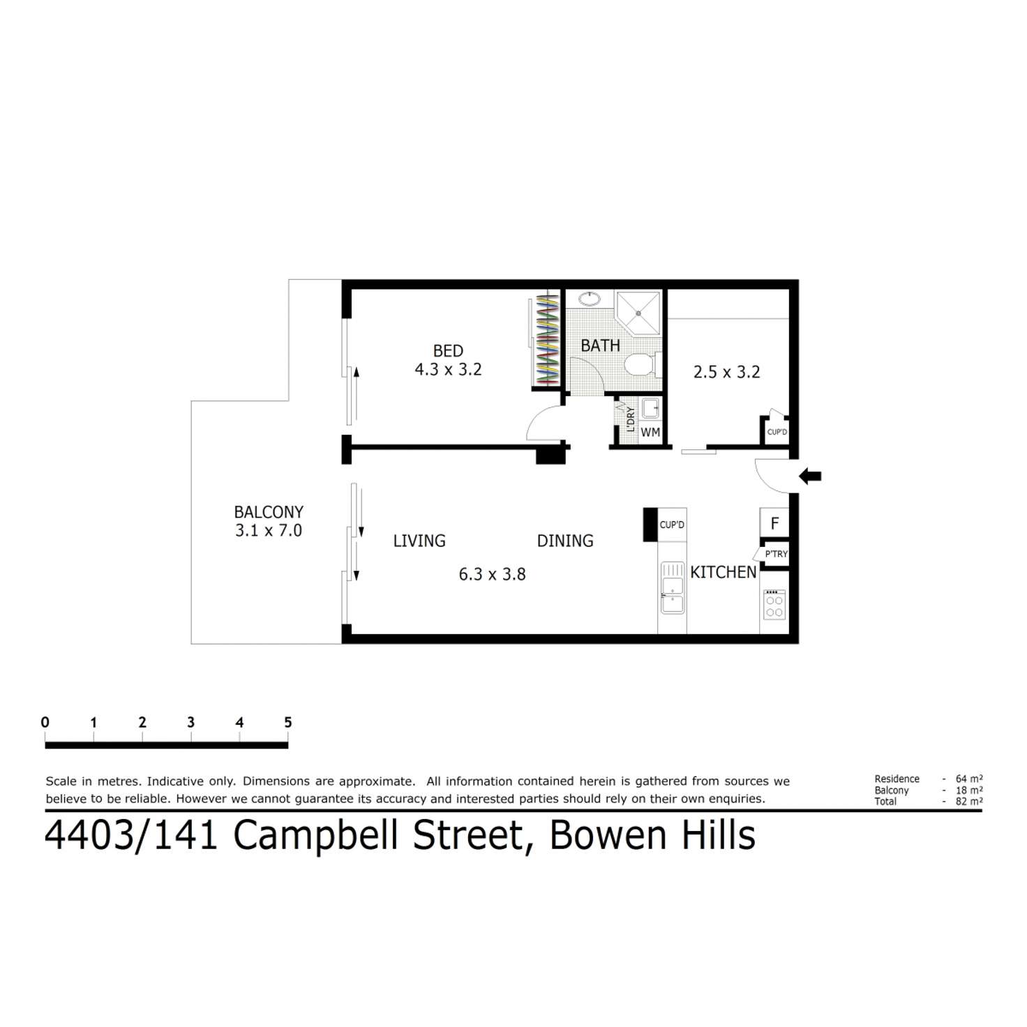 Floorplan of Homely apartment listing, 4403/141 Campbell Street, Bowen Hills QLD 4006