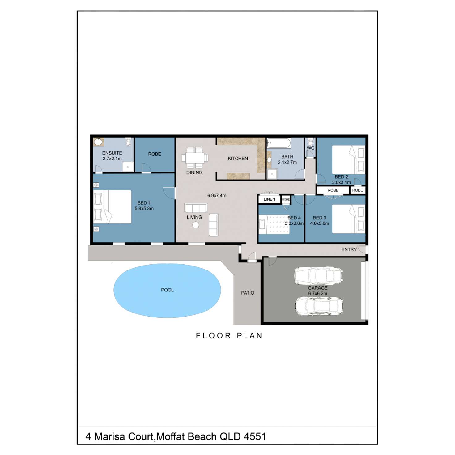 Floorplan of Homely house listing, 4 Marisa Court, Moffat Beach QLD 4551