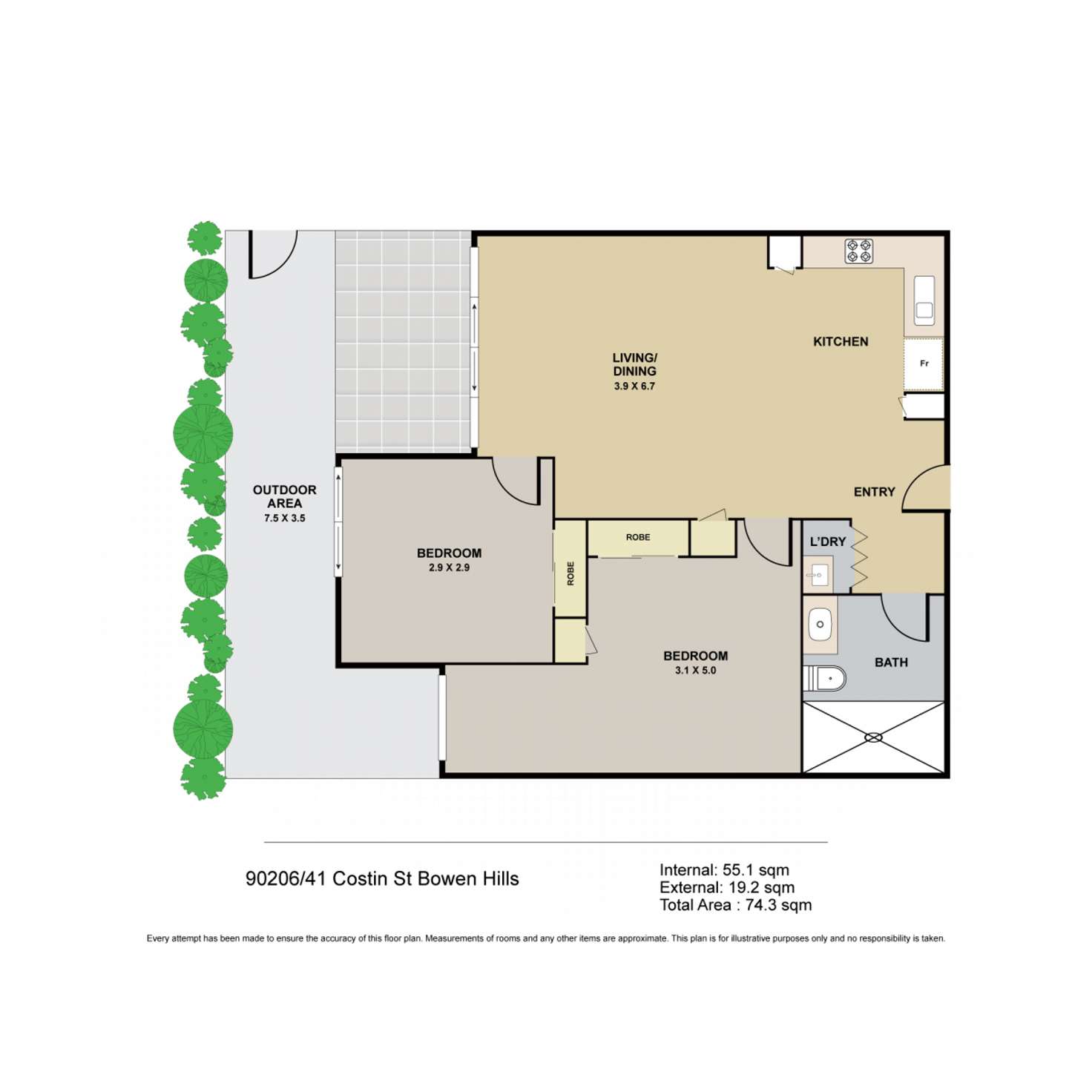 Floorplan of Homely apartment listing, 90206/41 Costin Street, Bowen Hills QLD 4006