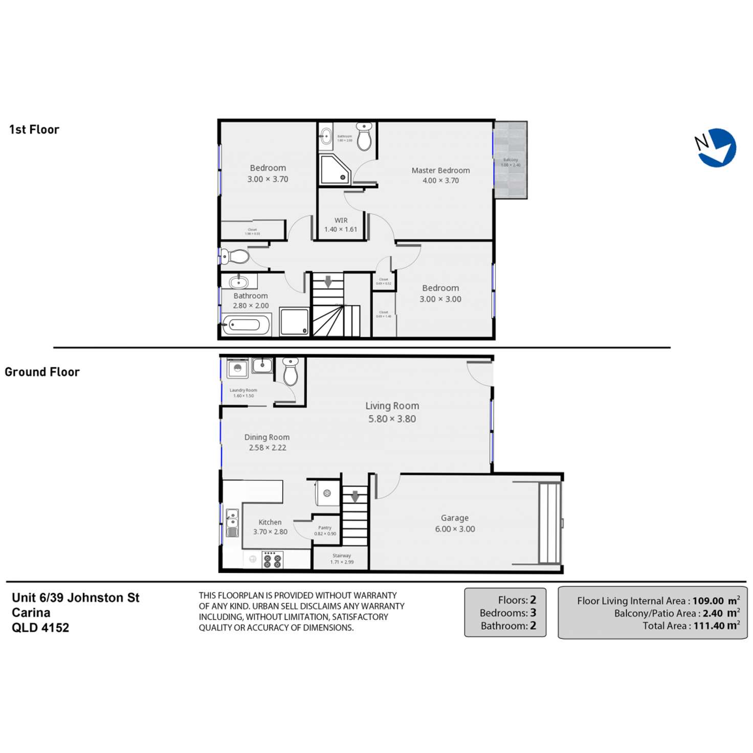 Floorplan of Homely townhouse listing, 6/39 Johnston Street, Carina QLD 4152