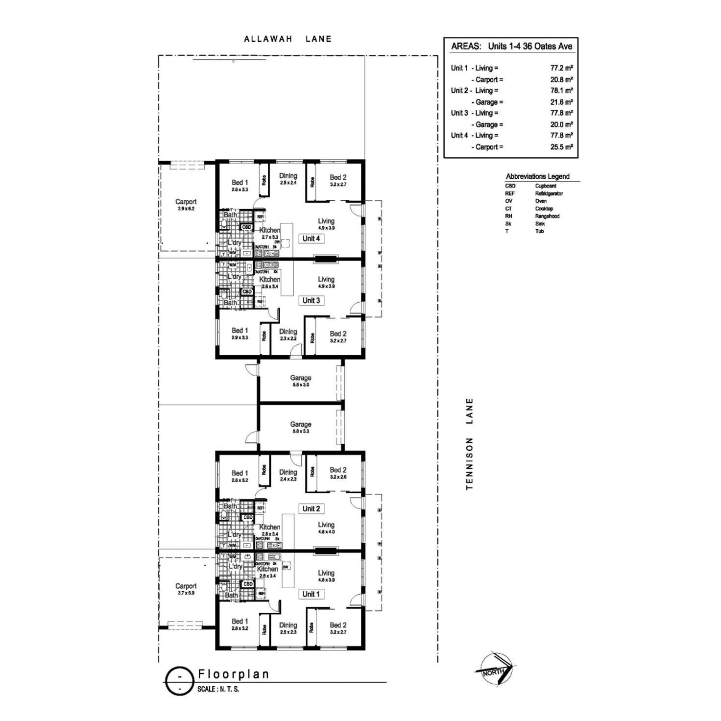 Floorplan of Homely blockOfUnits listing, 1-4/36 Oates Avenue, Wagga Wagga NSW 2650