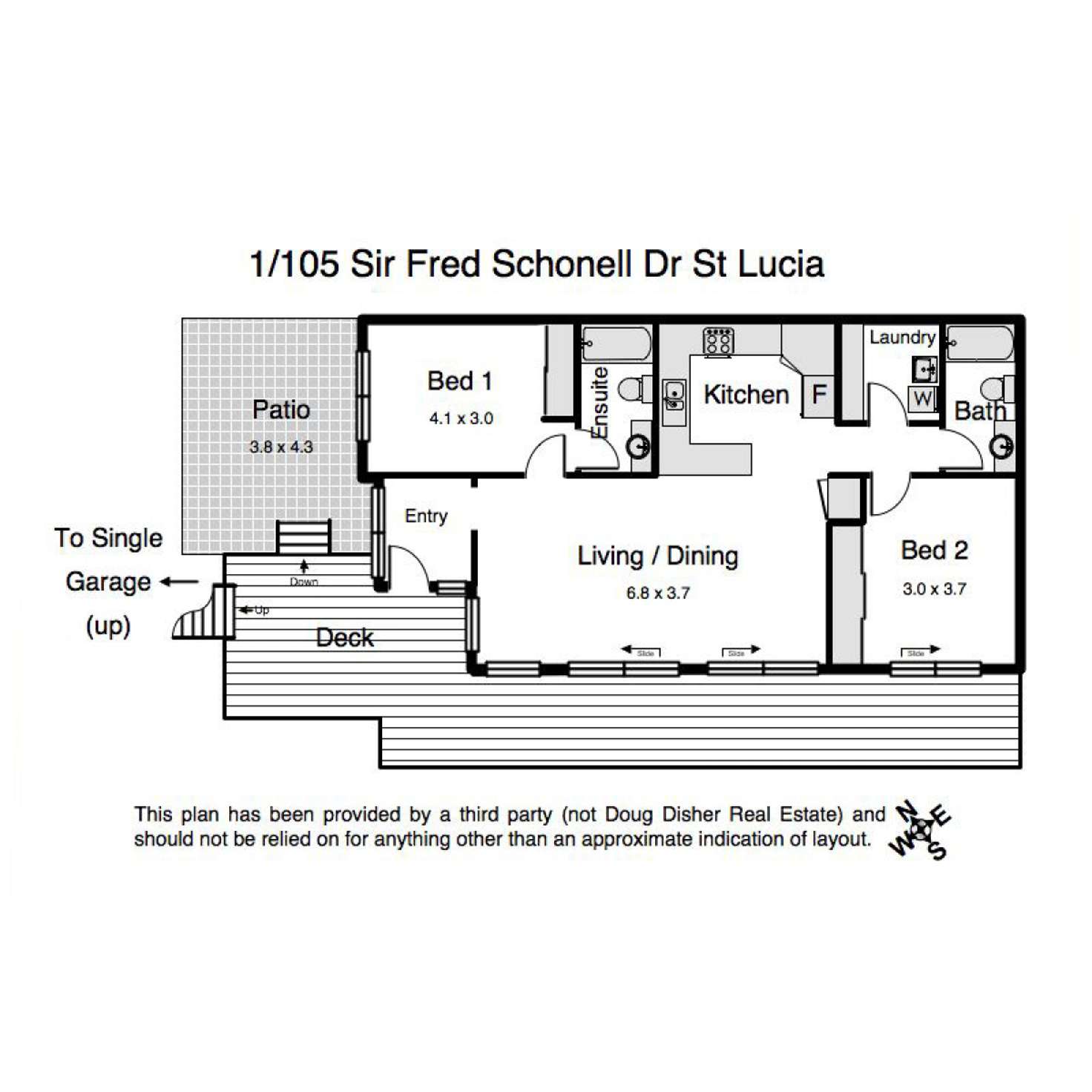 Floorplan of Homely unit listing, 1/105 Sir Fred Schonell Drive, St Lucia QLD 4067