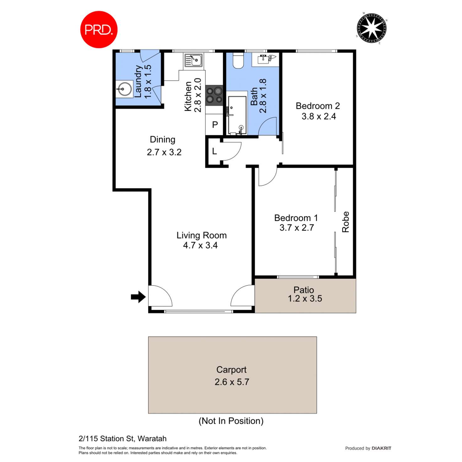 Floorplan of Homely unit listing, 2/115 Station Street, Waratah NSW 2298
