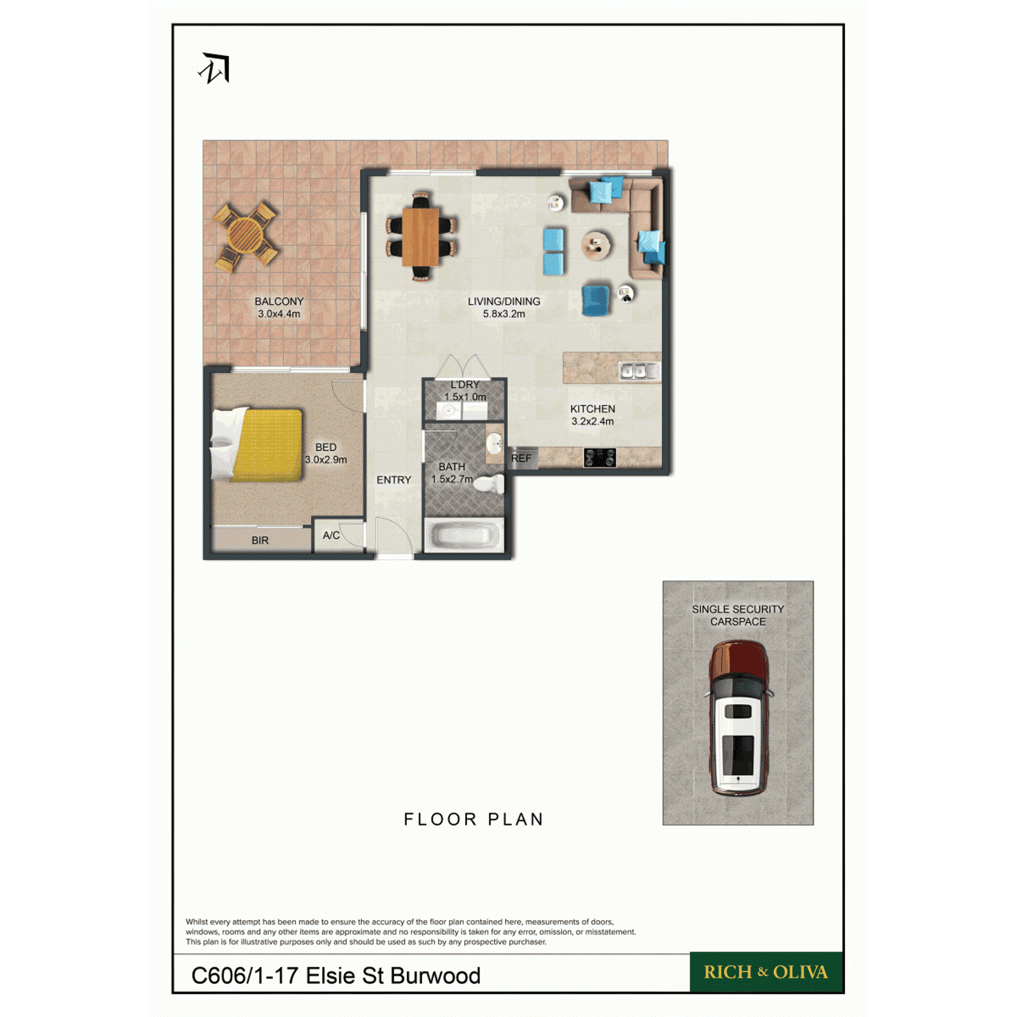 Floorplan of Homely apartment listing, C606/1-17 Elsie Street, Burwood NSW 2134