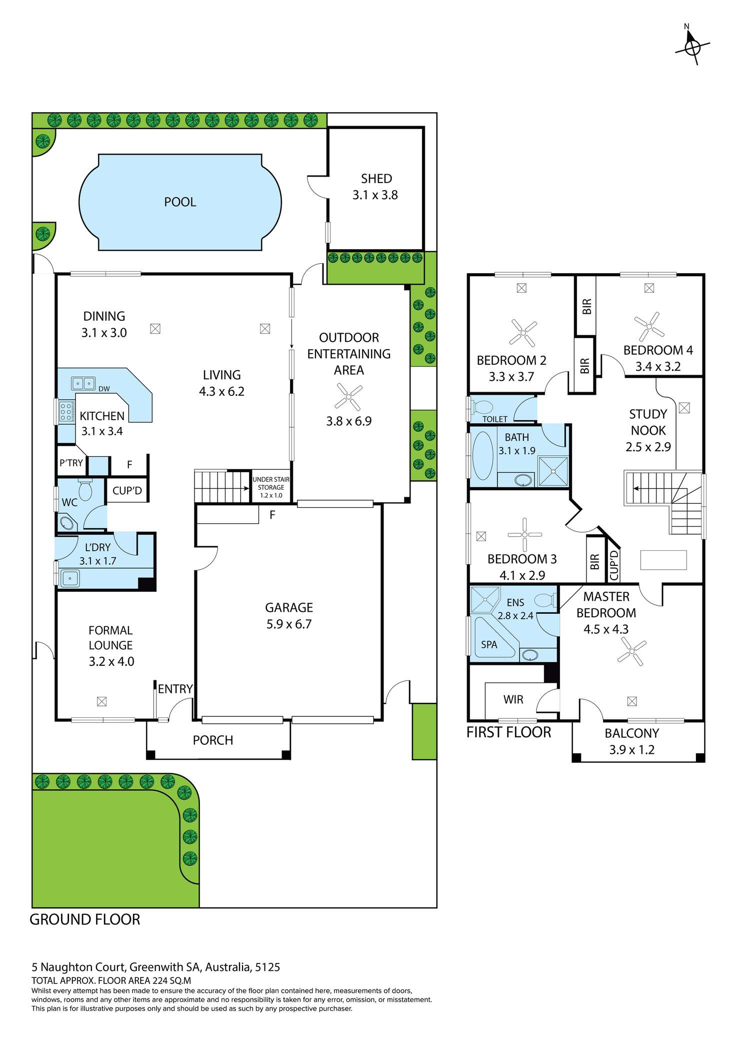 Floorplan of Homely house listing, 5 Naughton Court, Greenwith SA 5125